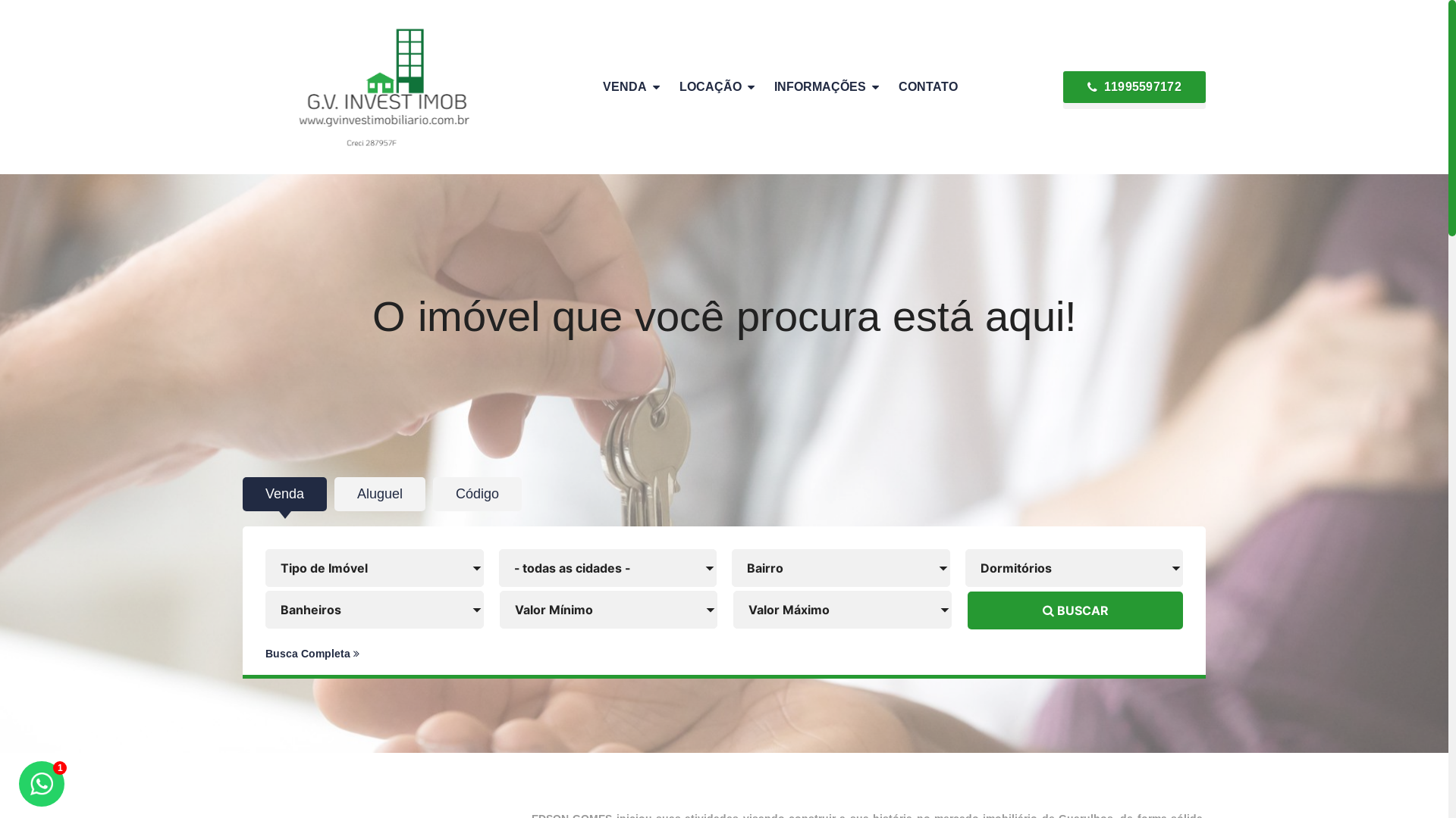 website screenshot of https://gvinvestimobiliario.com.br/