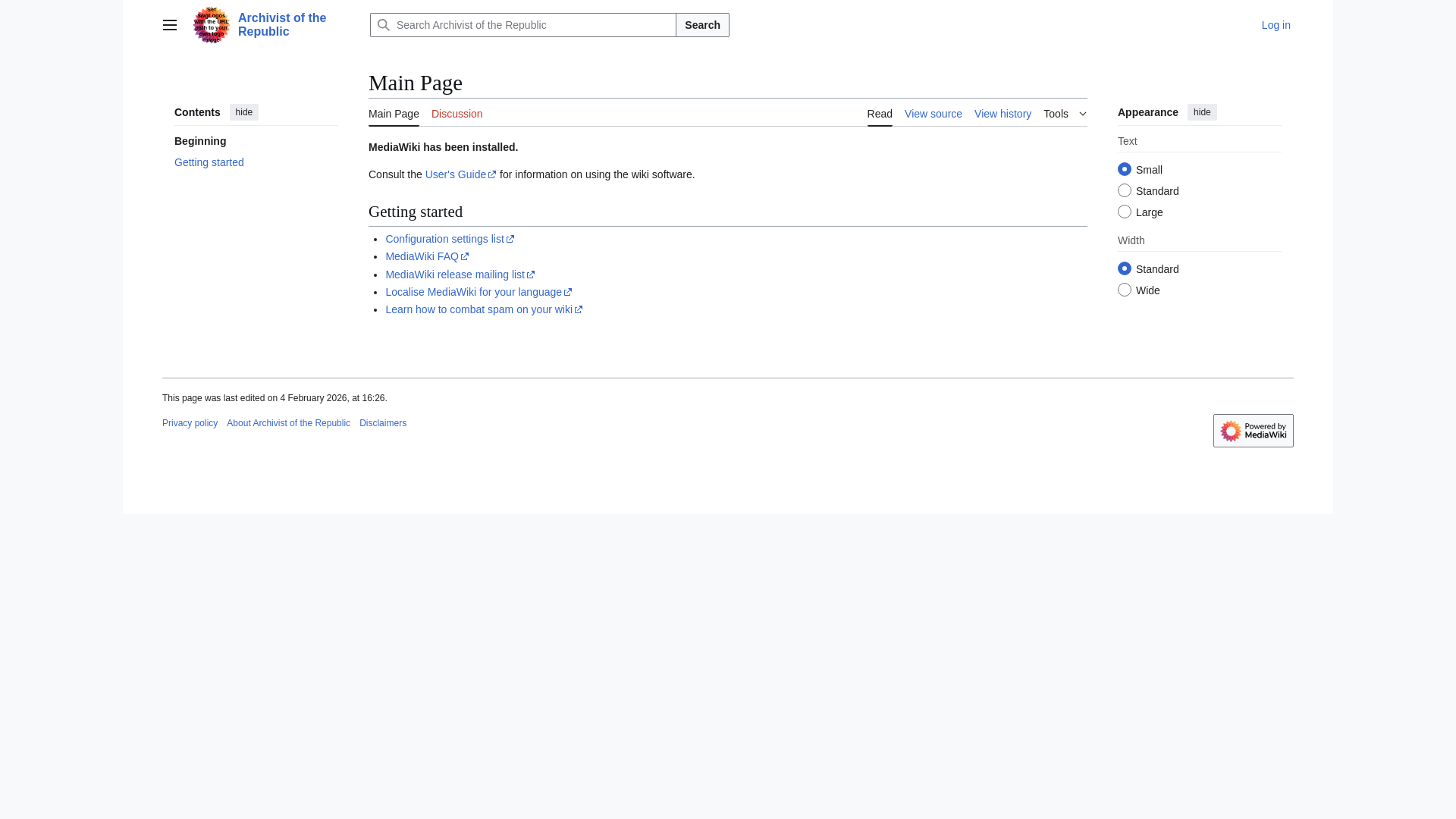 website screenshot of https://archivistoftherepublic.org