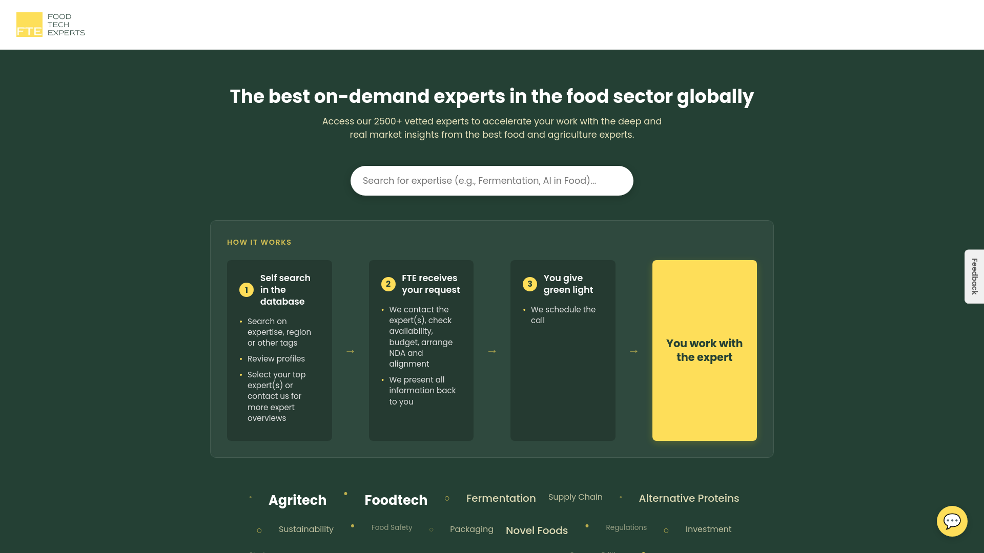 website screenshot of https://foodtechexperts-database.com