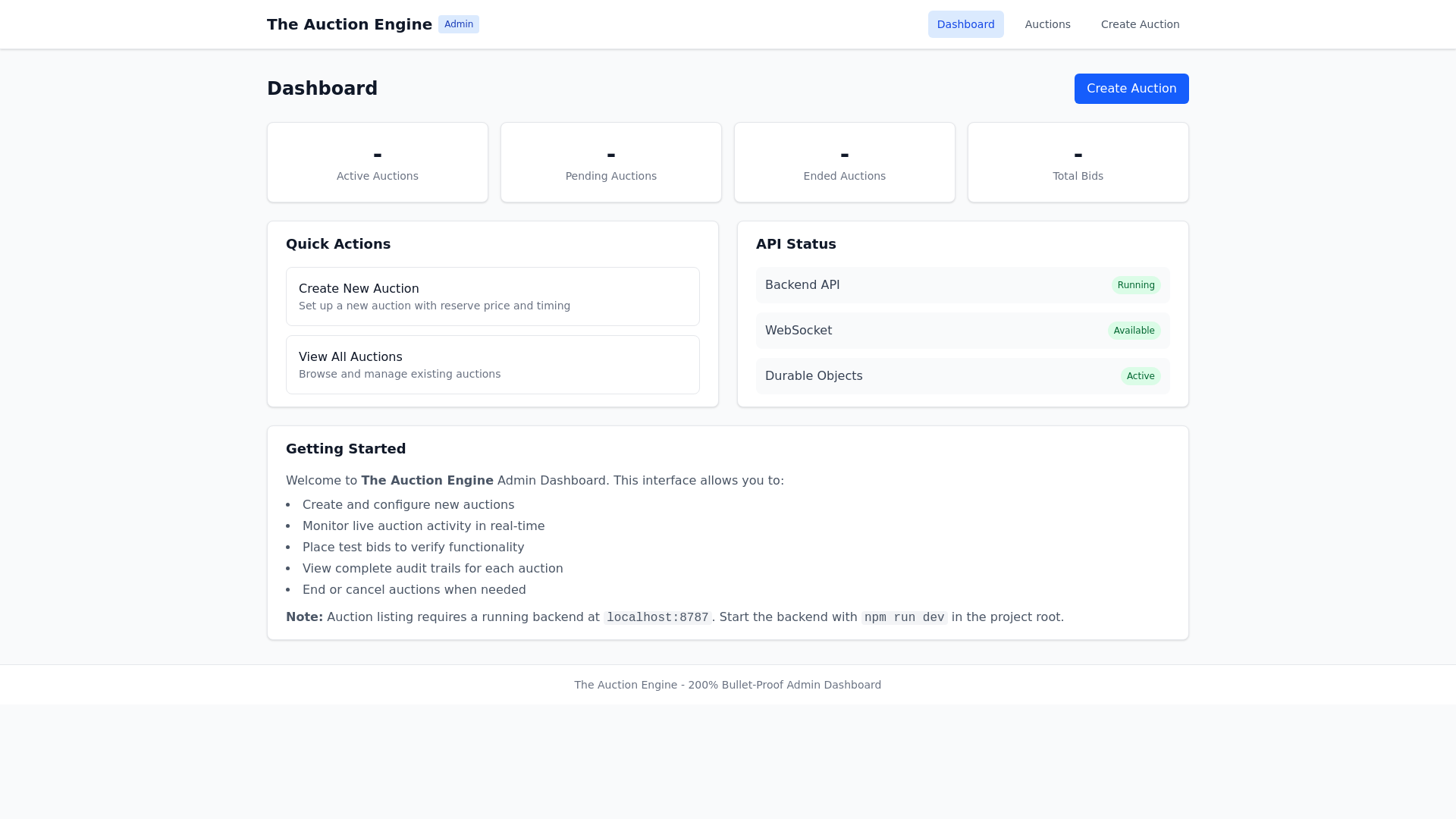 website screenshot of https://auction-engine-admin-staging.pages.dev/