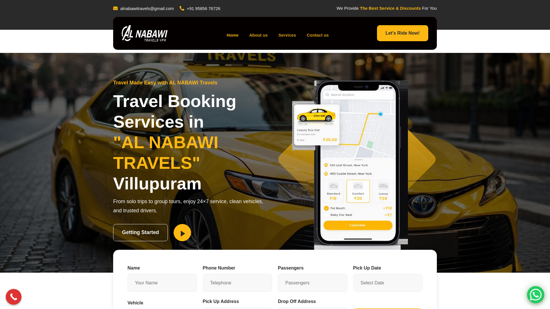 website screenshot of https://alnabawitravels.com/