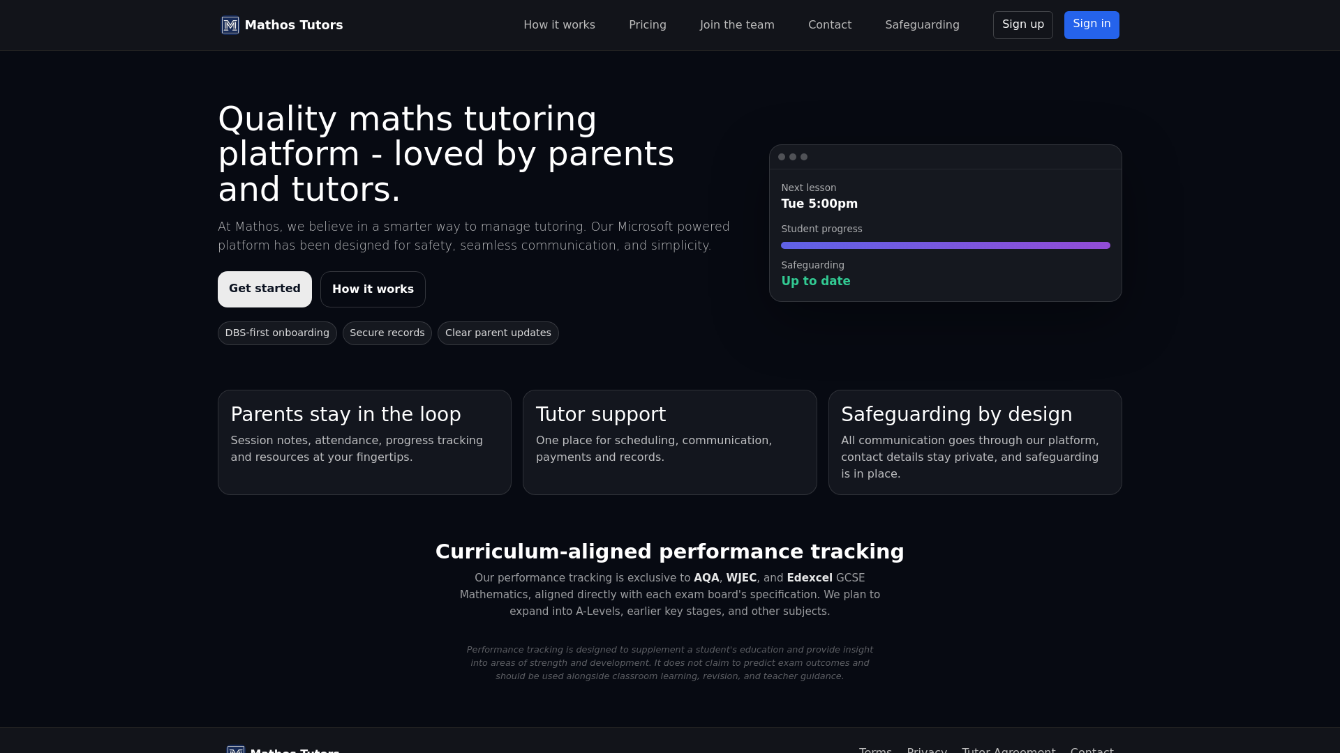 website screenshot of https://mathostutors.co.uk