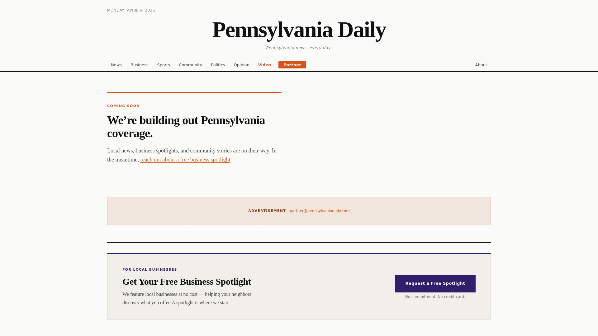 website screenshot of https://pennsylvaniadaily.pages.dev/