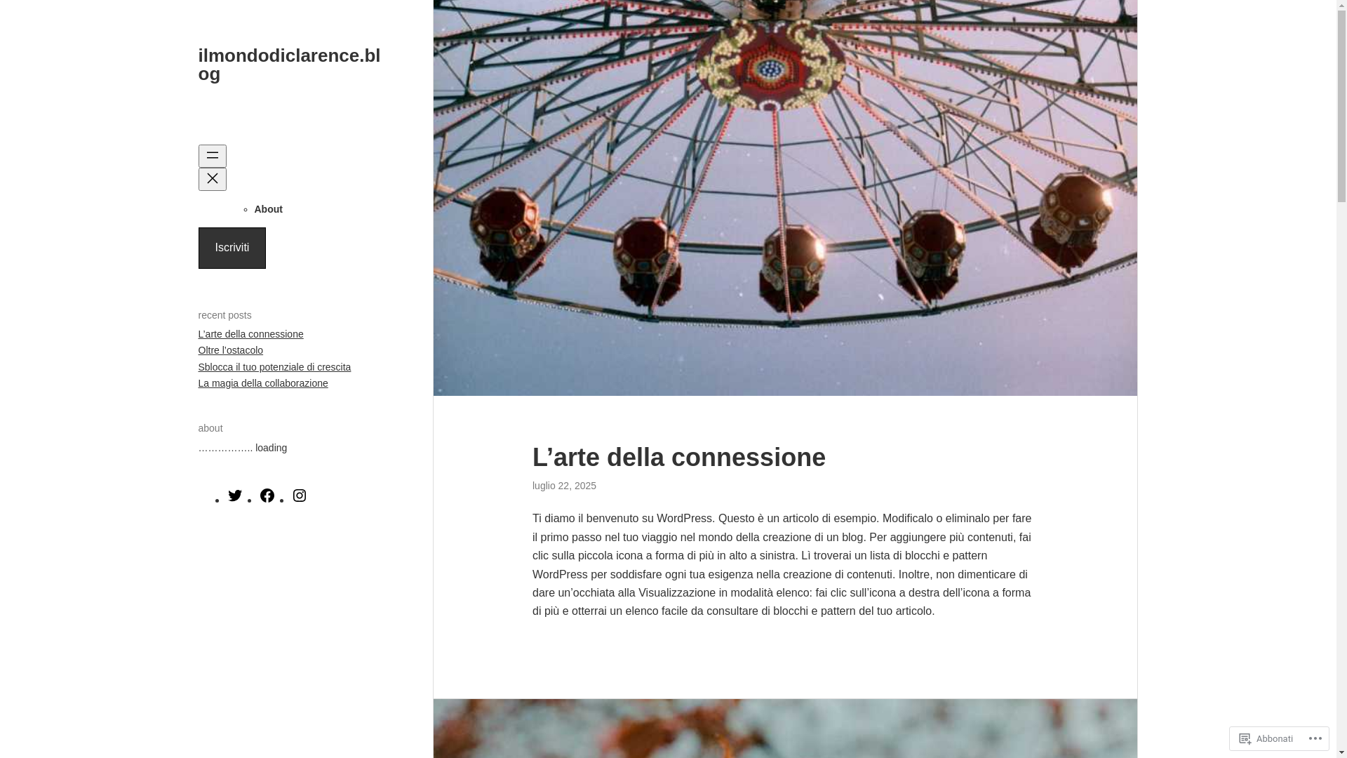 website screenshot of https://ilmondodiclarence.blog/