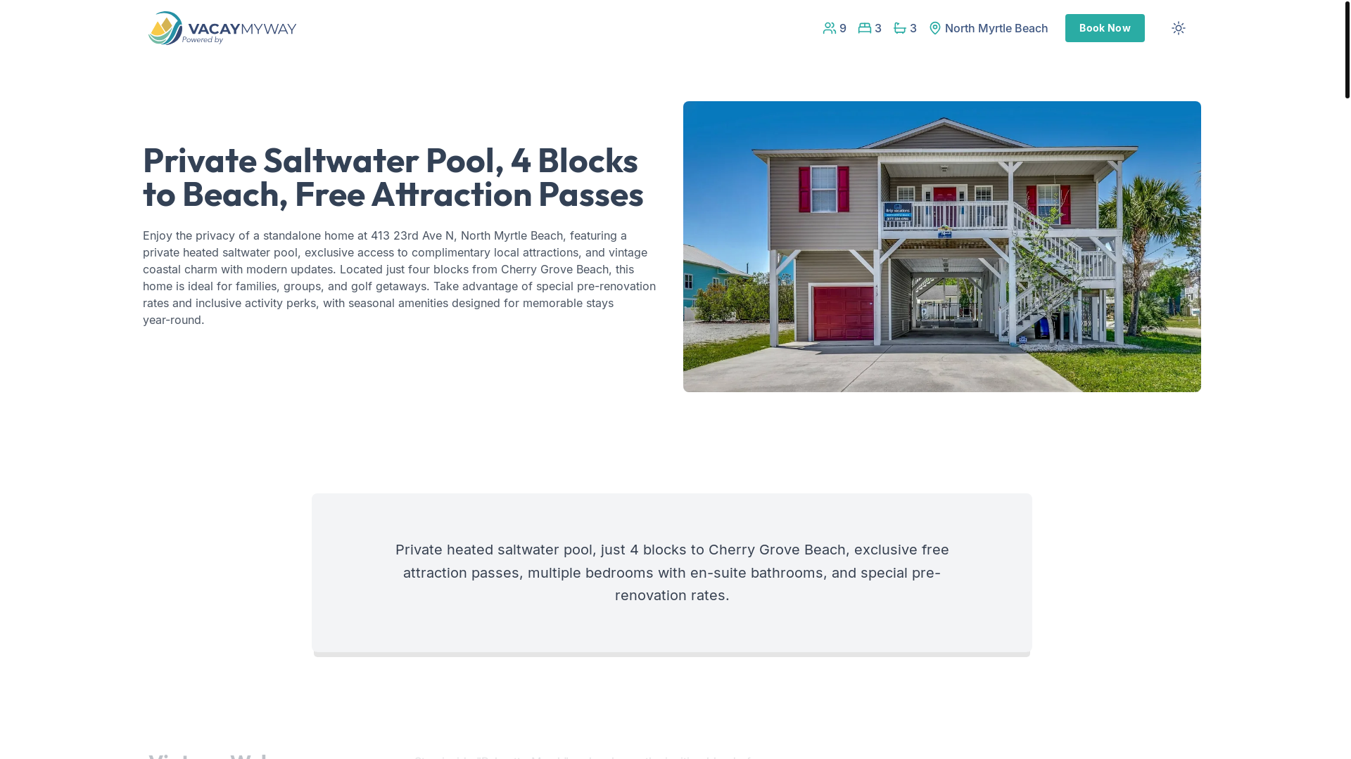 website screenshot of https://vintagegrove.vacations/