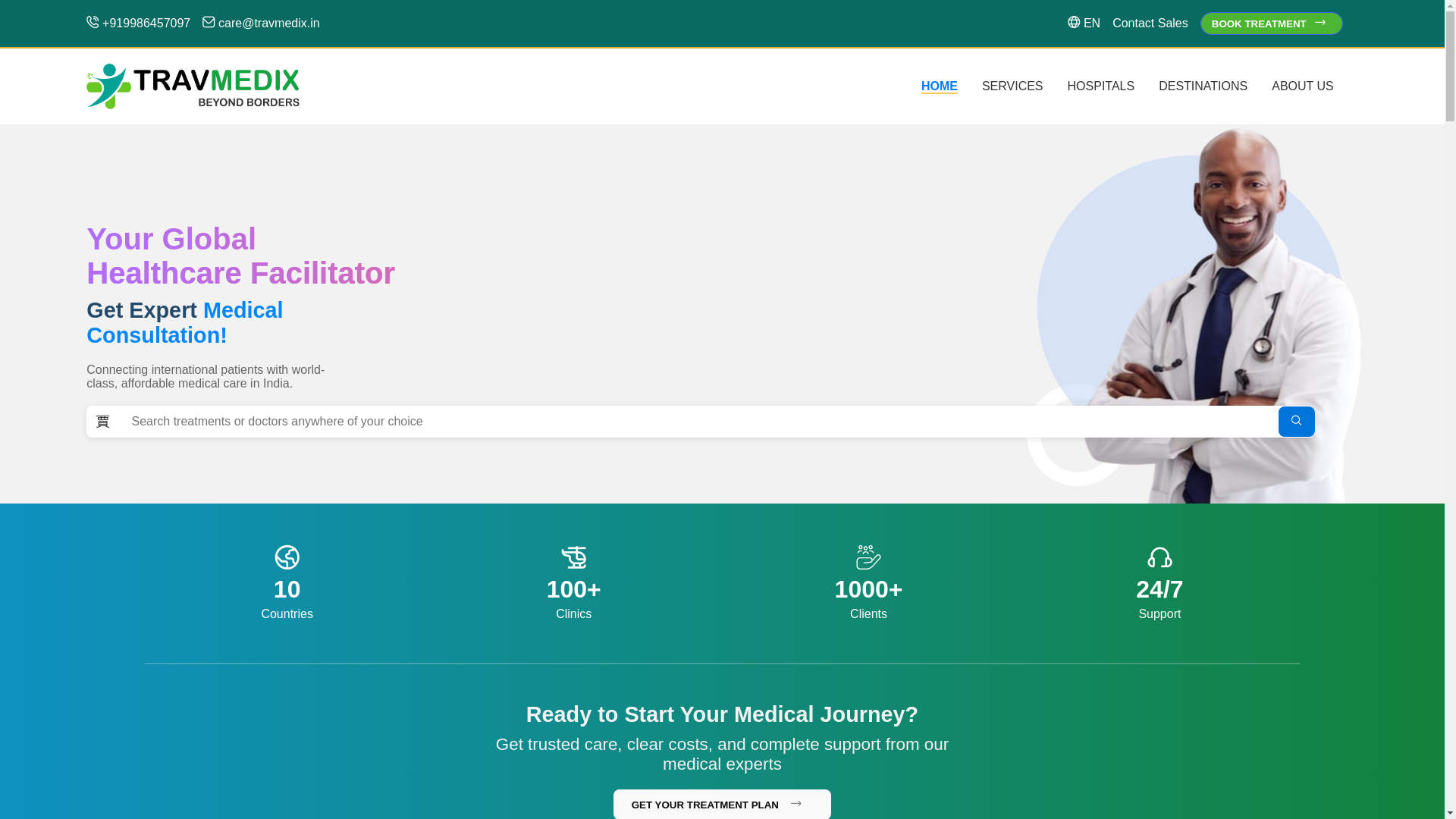 website screenshot of https://travmedix.in/