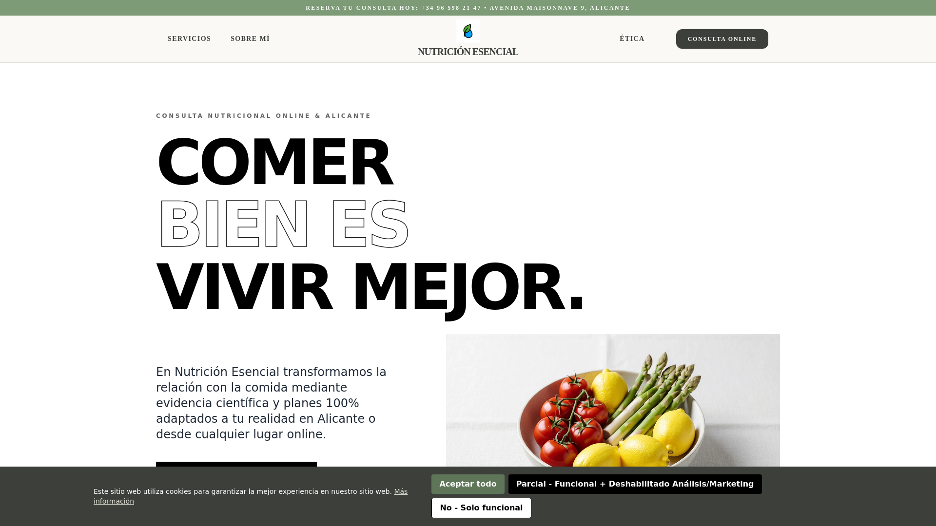 website screenshot of https://nutricionsencialesql.info