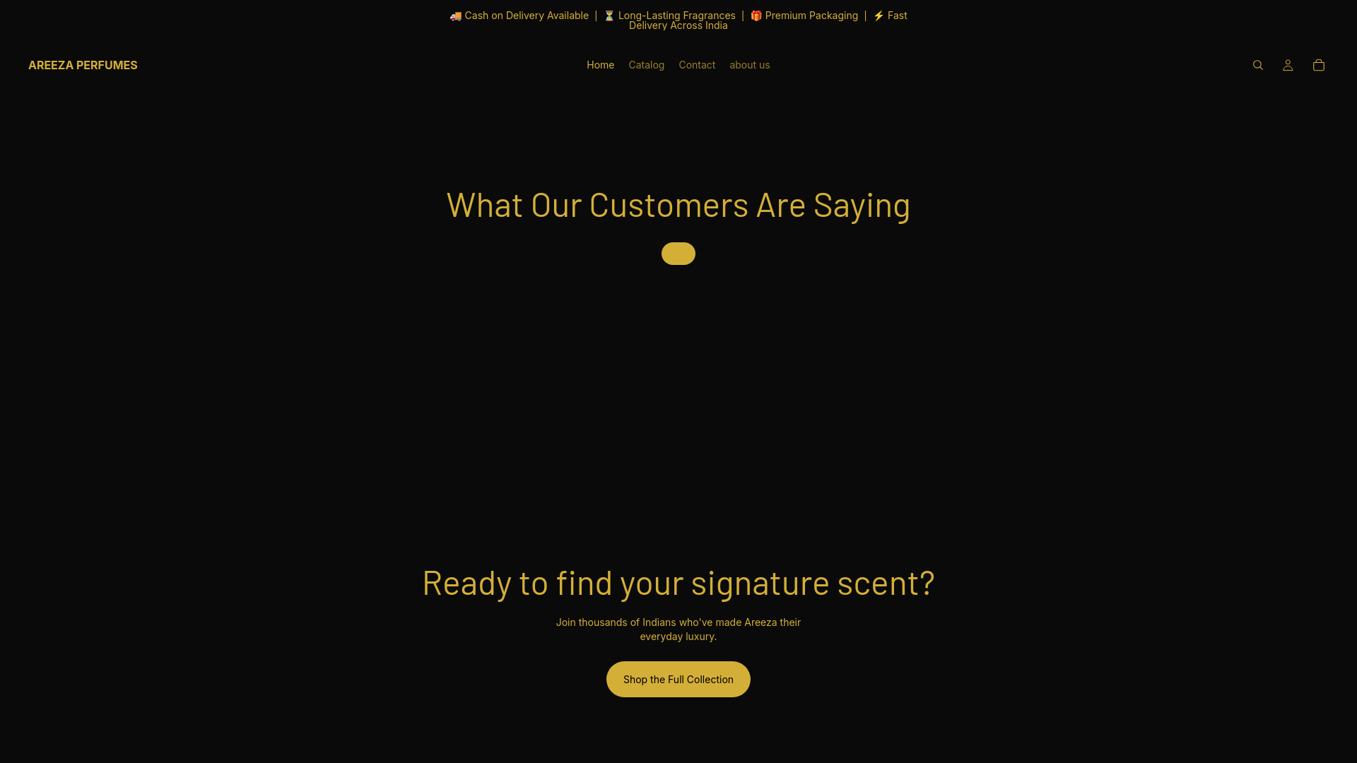 website screenshot of https://areezaperfumes.com