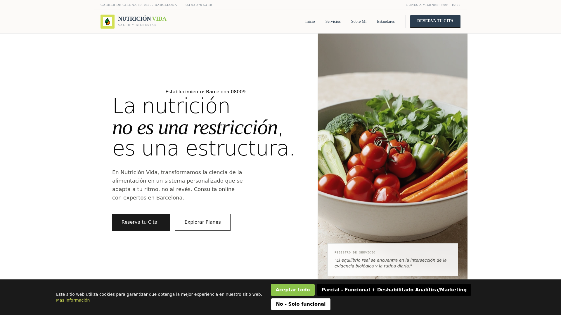 website screenshot of https://nutricionvidaessp.info