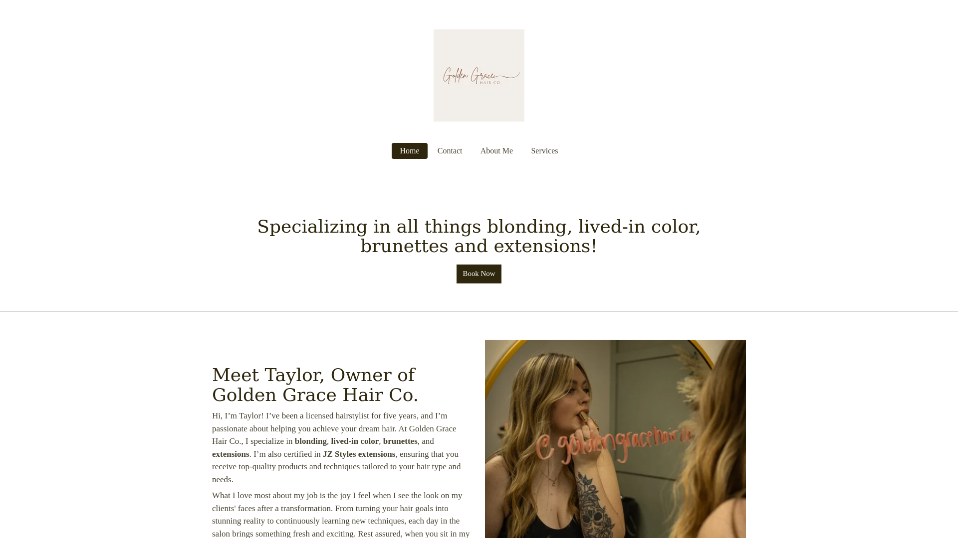 website screenshot of https://goldengracehairco.com/