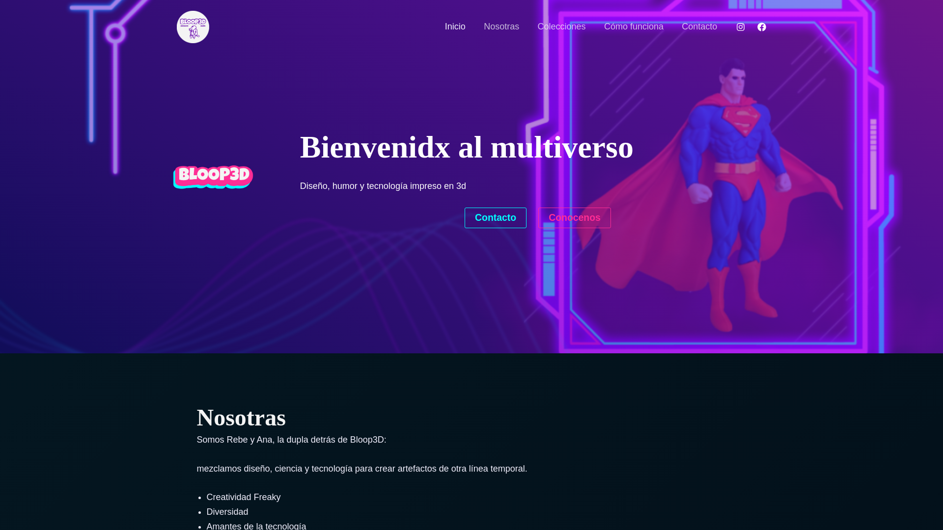 website screenshot of https://bloop3d.com.ar/