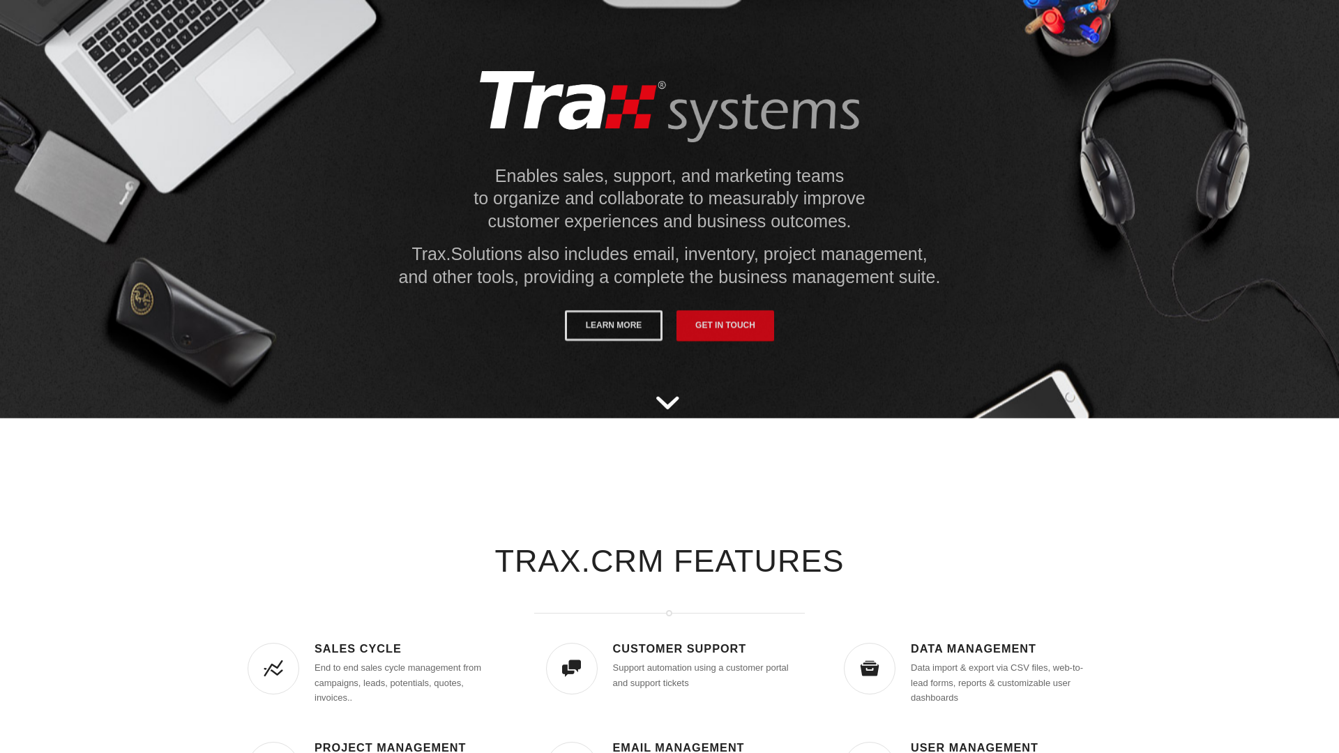 website screenshot of https://trax-systems.com/