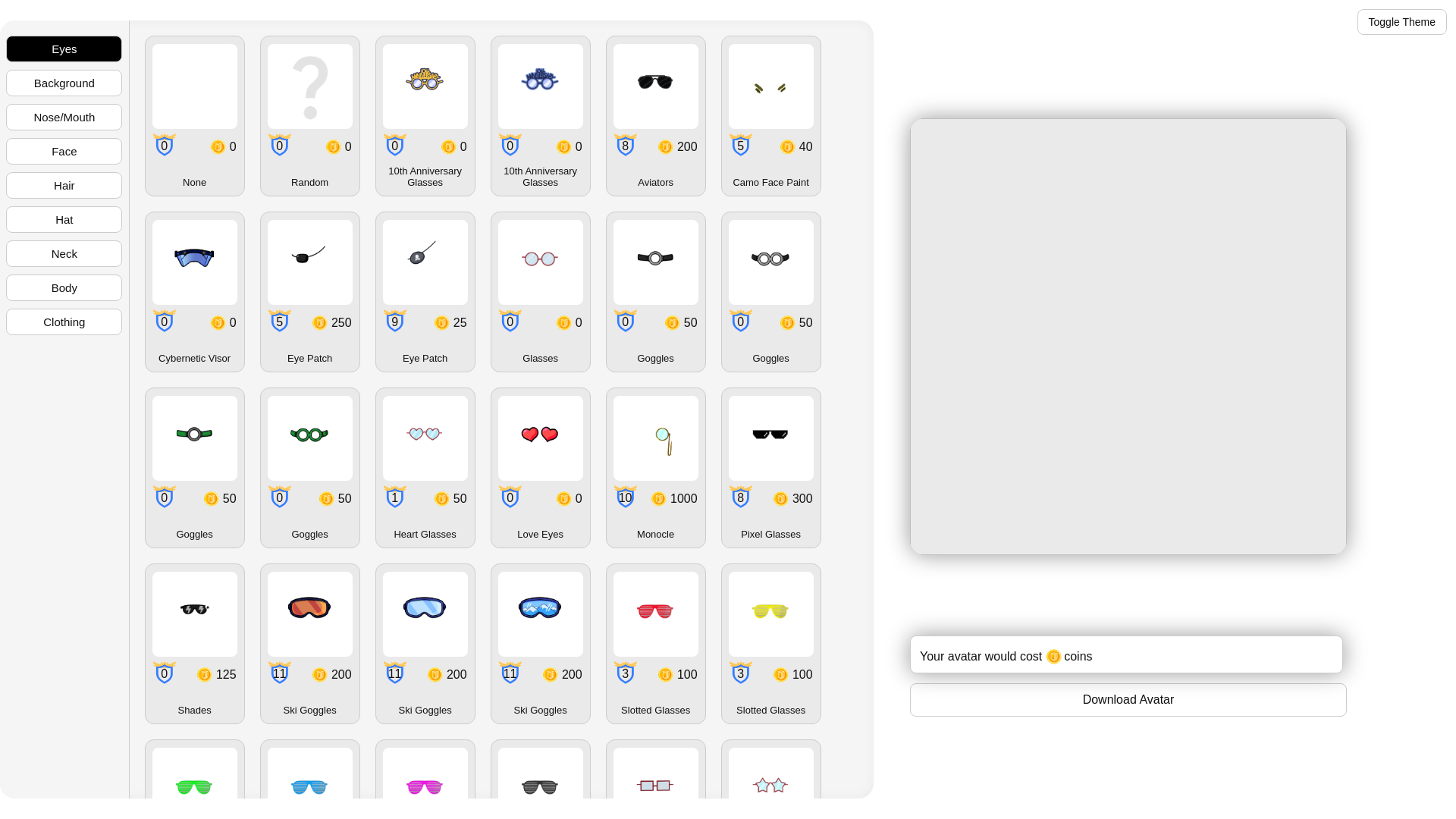 website screenshot of https://avatar-editor.pages.dev/