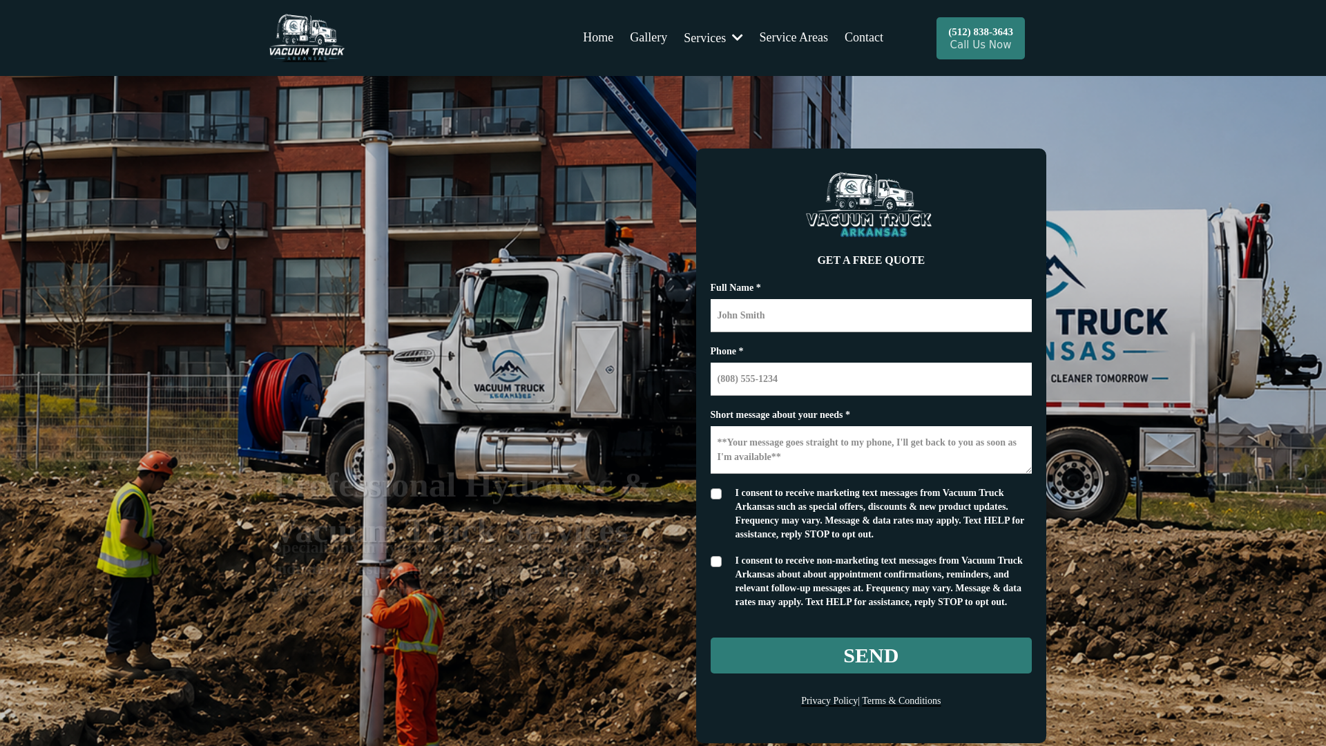 website screenshot of https://vacuumtruckarkansas.com/
