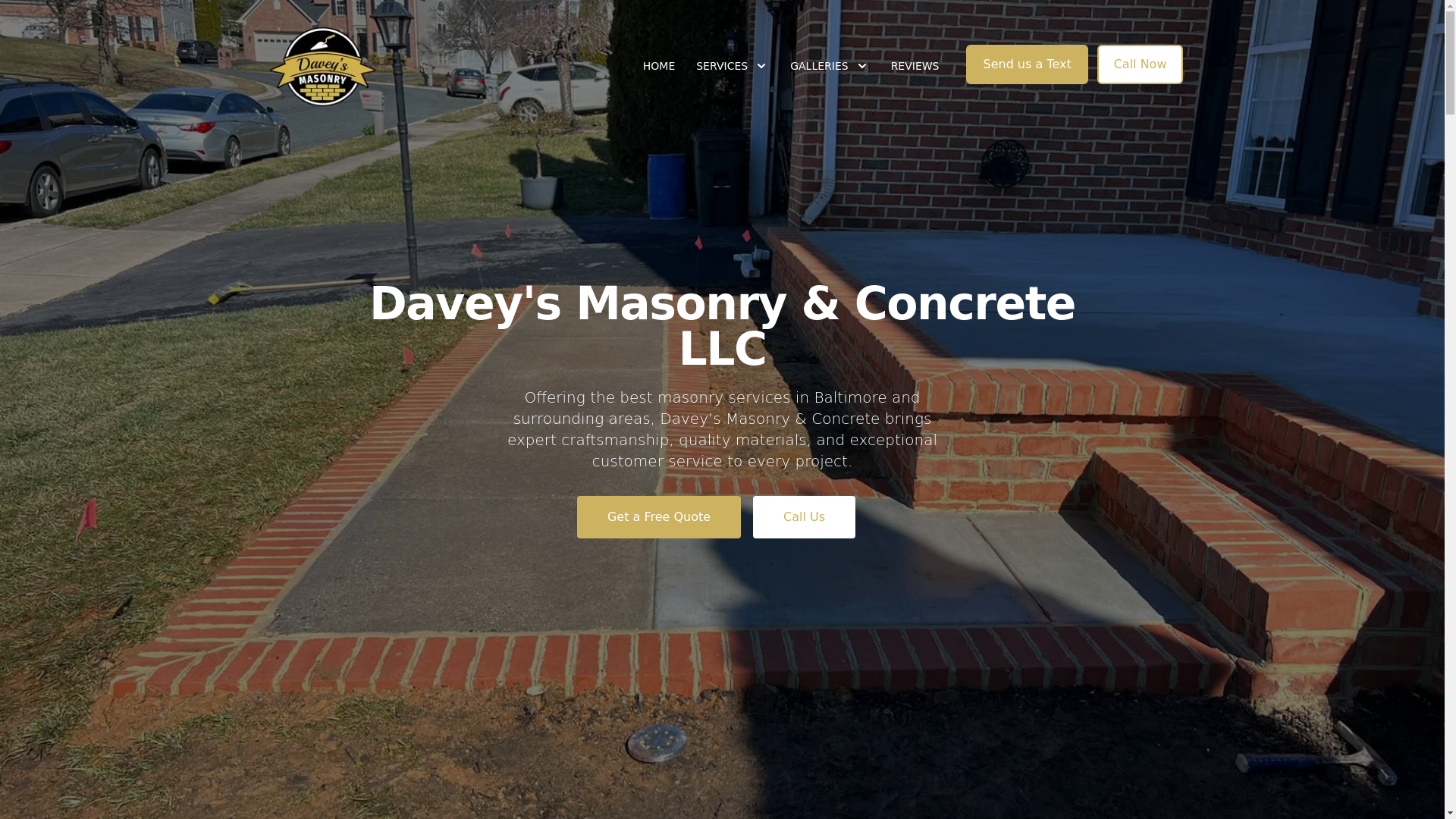 website screenshot of https://daveysmasonryandconcrete.com/