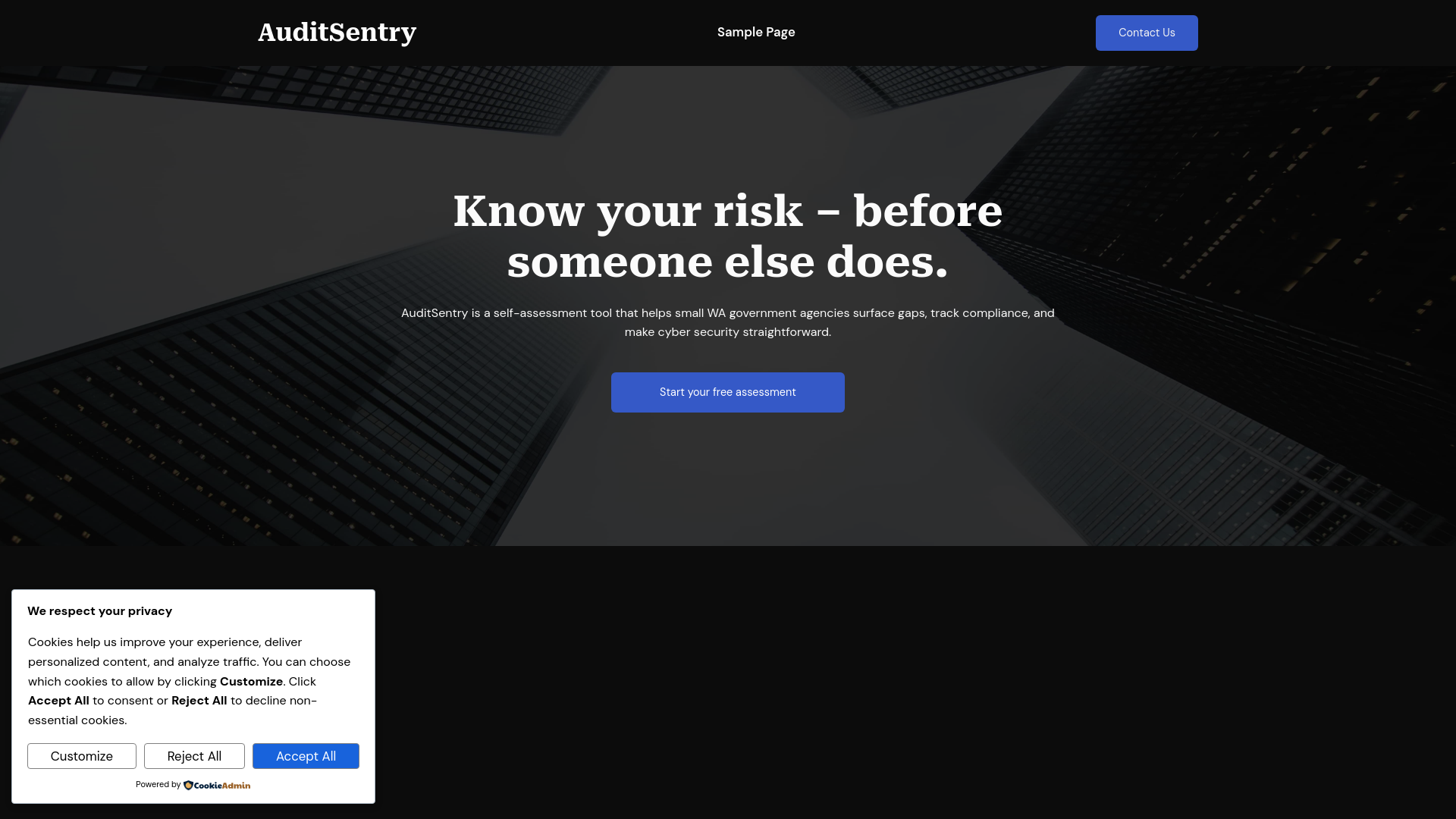 website screenshot of https://auditsentry.com.au/