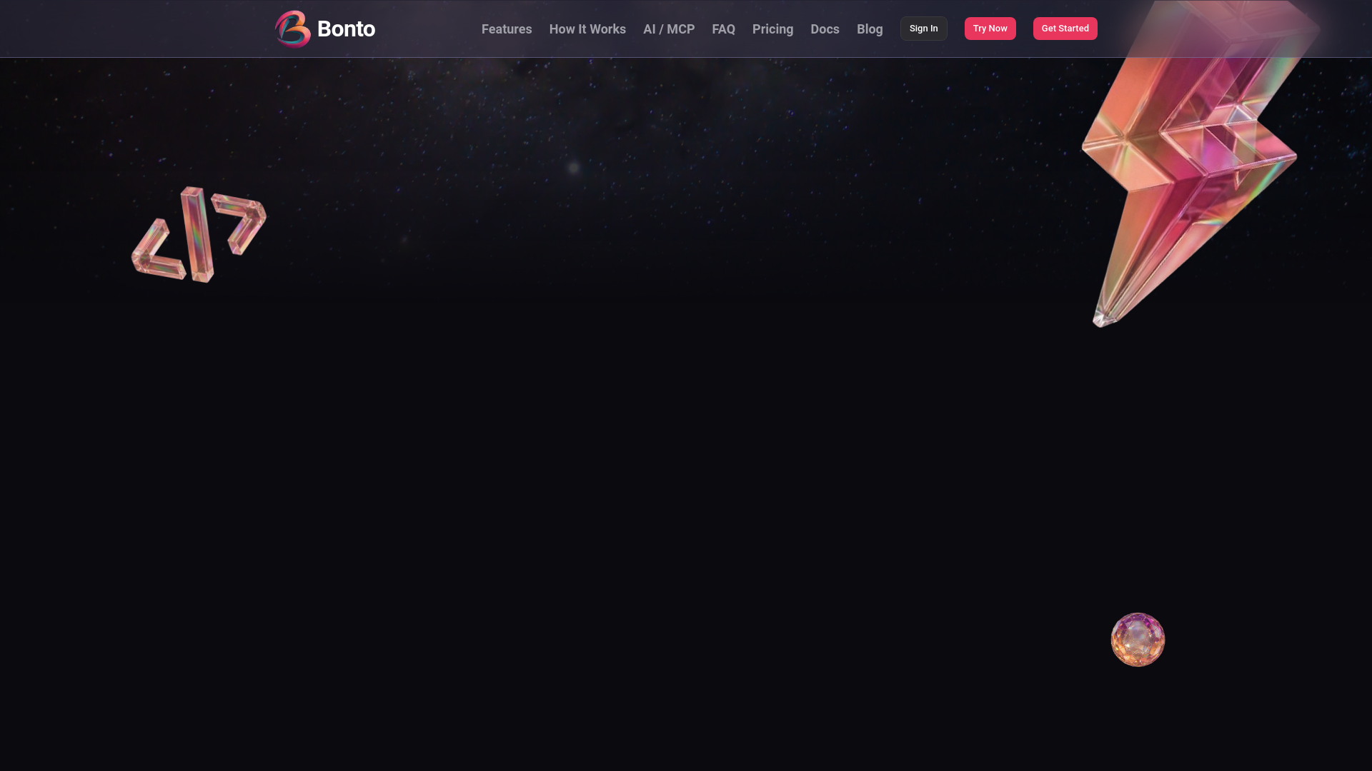 website screenshot of https://bonto.dev/