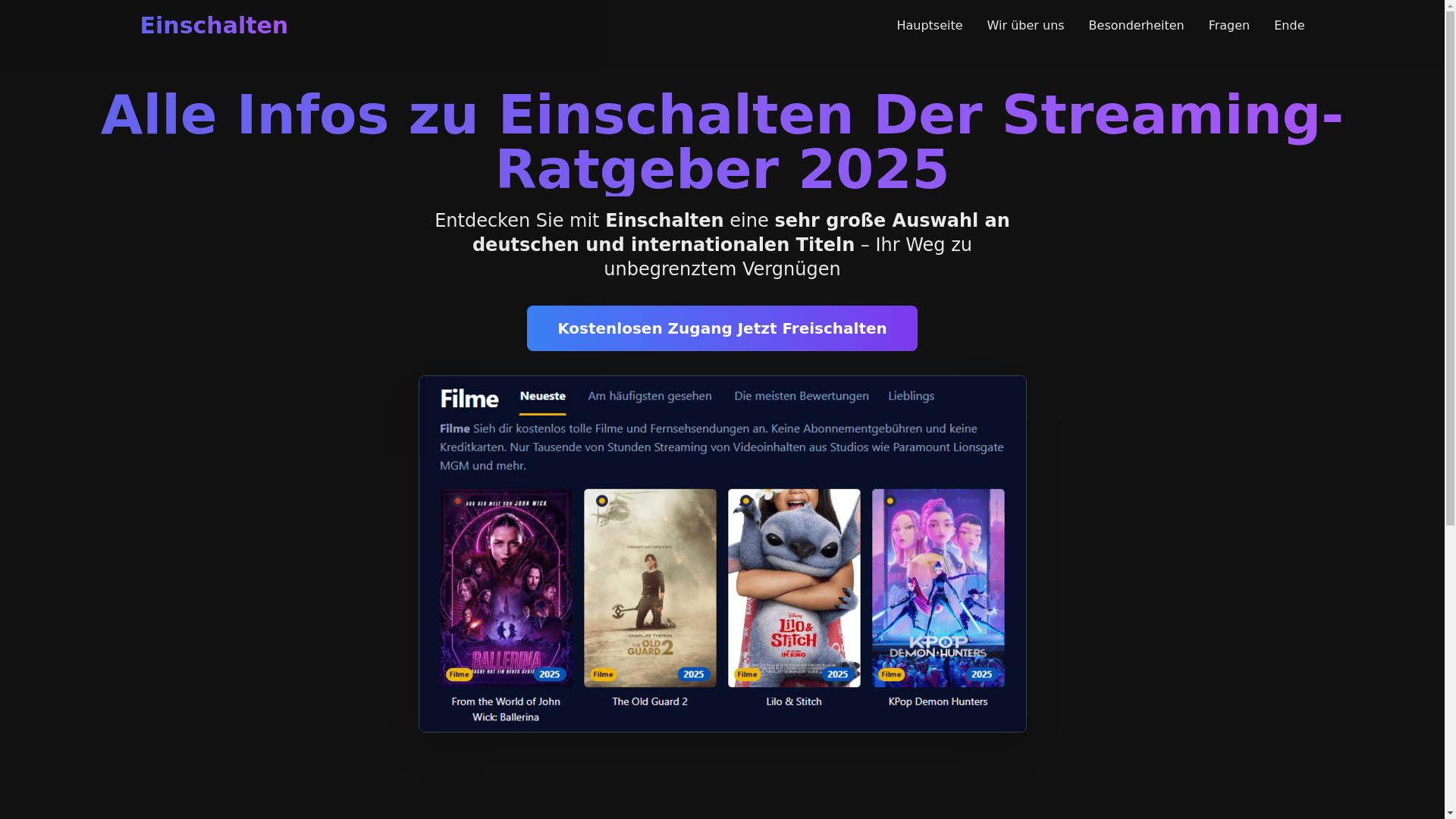 website screenshot of https://einschalten-0fb2.pages.dev/