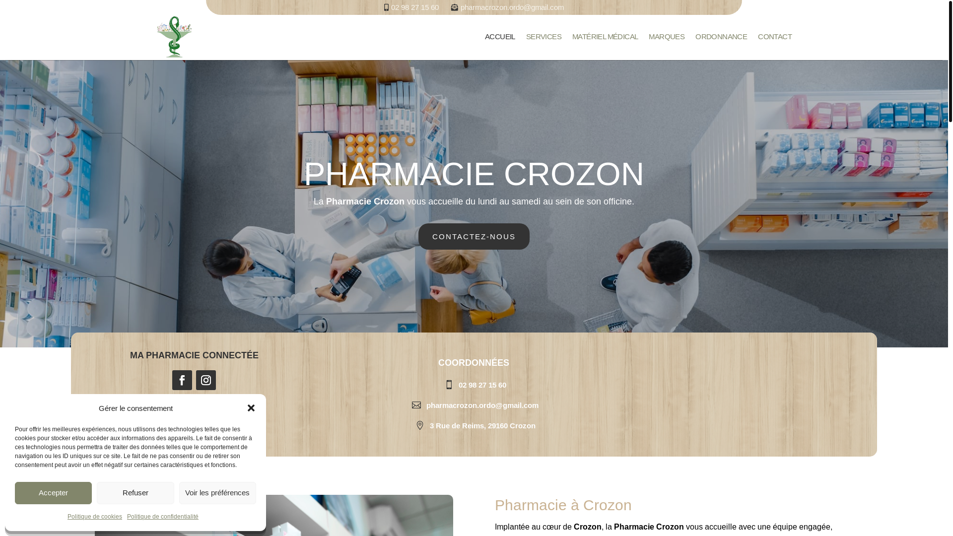 website screenshot of https://pharmacie-crozon.fr/