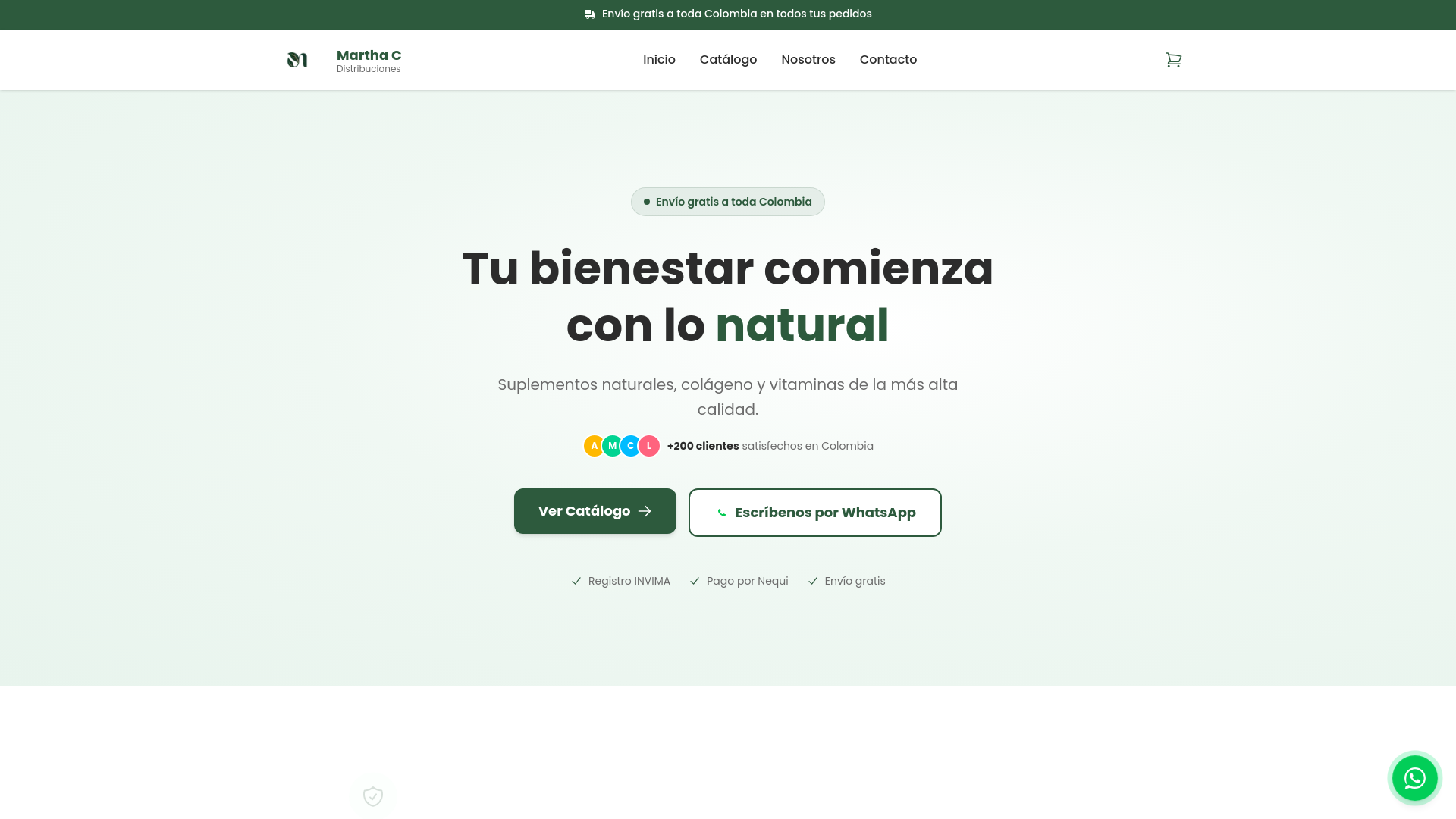 website screenshot of https://marthacdistribuciones.com