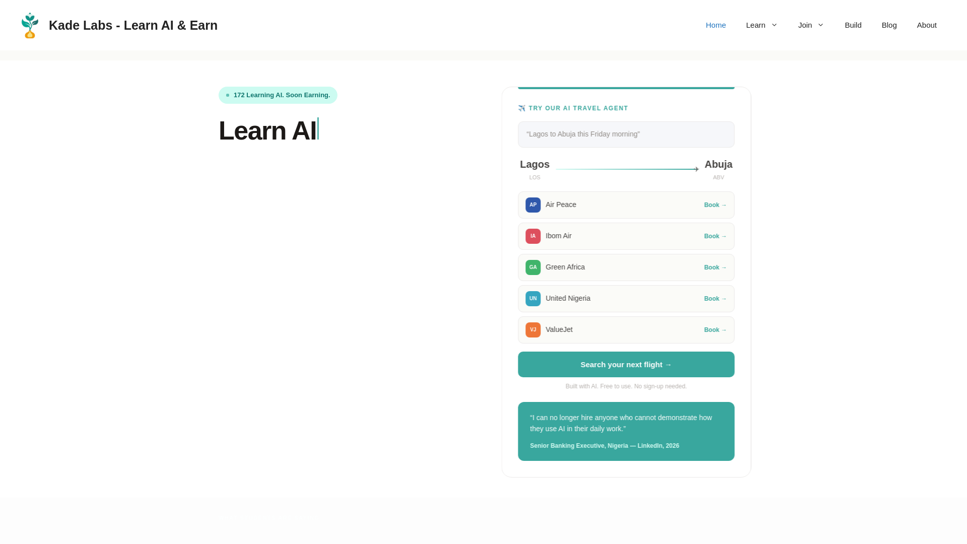 website screenshot of https://kadelabs.ai/