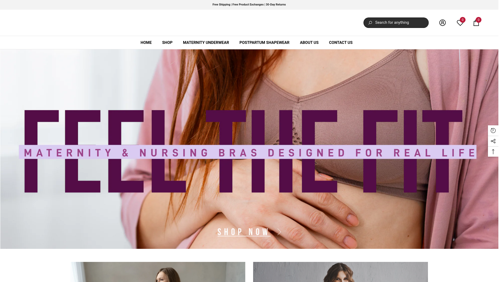 website screenshot of https://maternitybra.store/