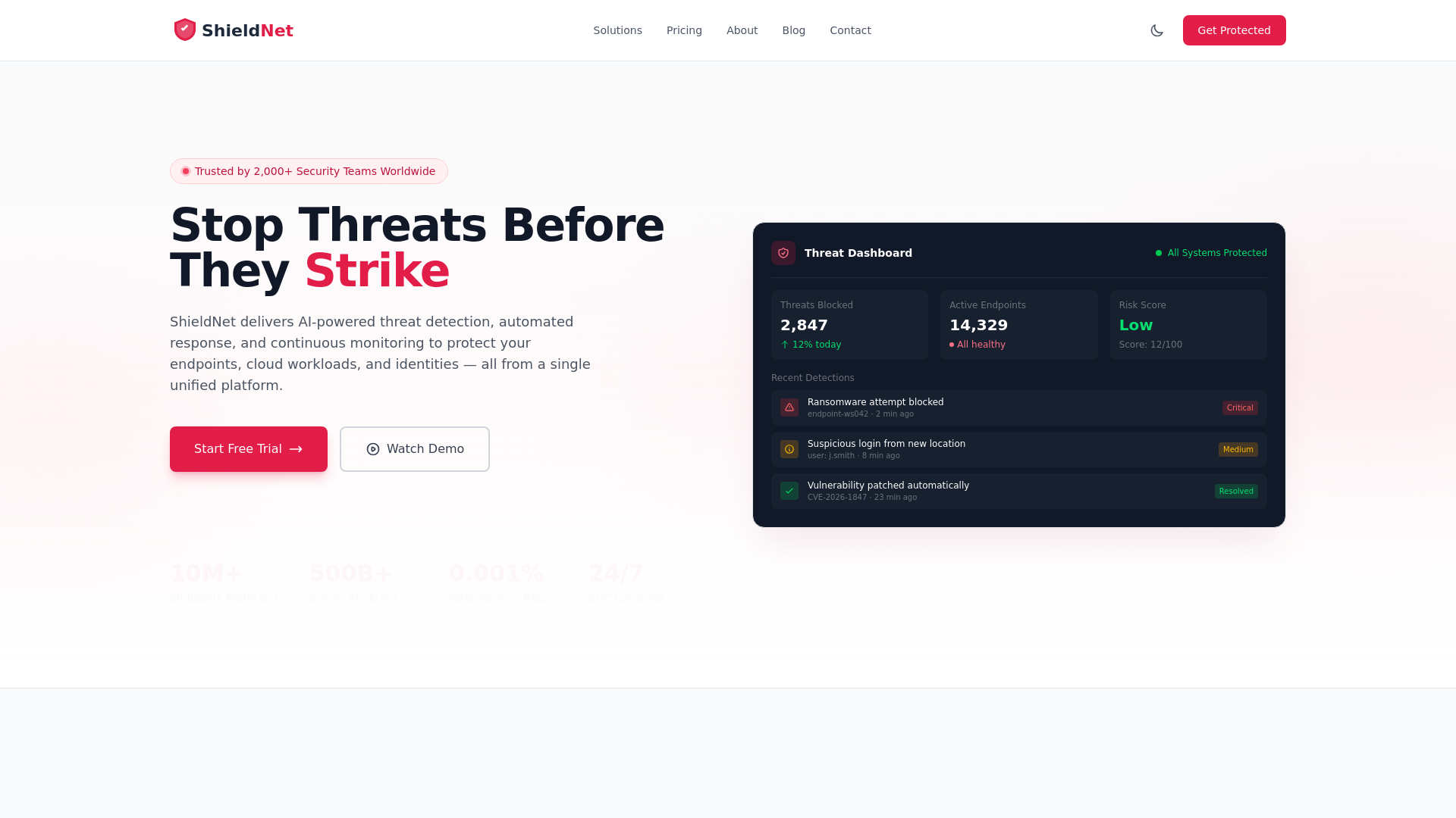 website screenshot of https://shieldnet-colorlib.pages.dev/