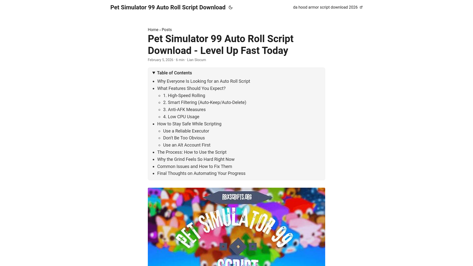 website screenshot of https://petsimulator99autorollscriptdownload.pages.dev/