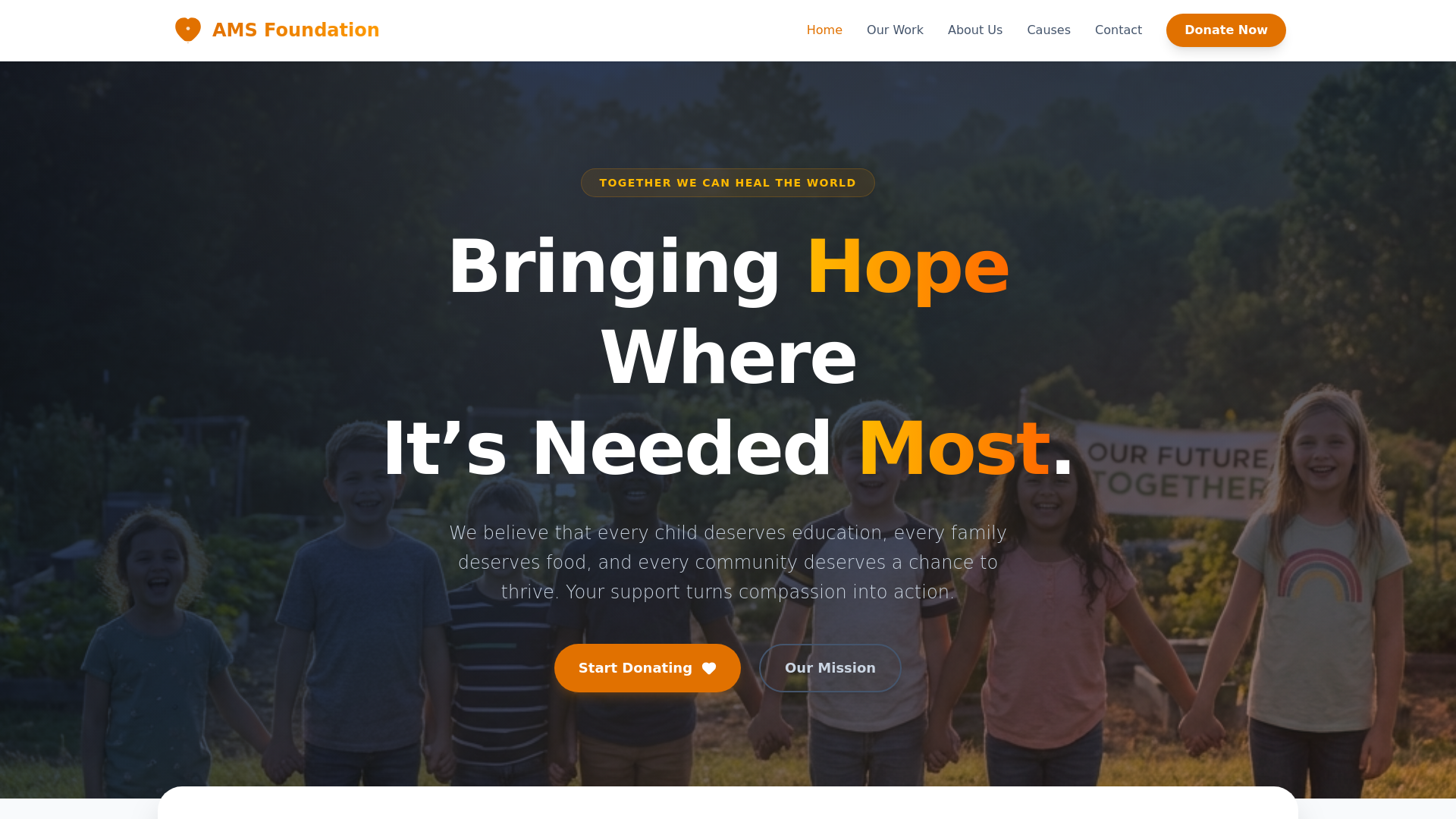 website screenshot of https://amshumanity.org/