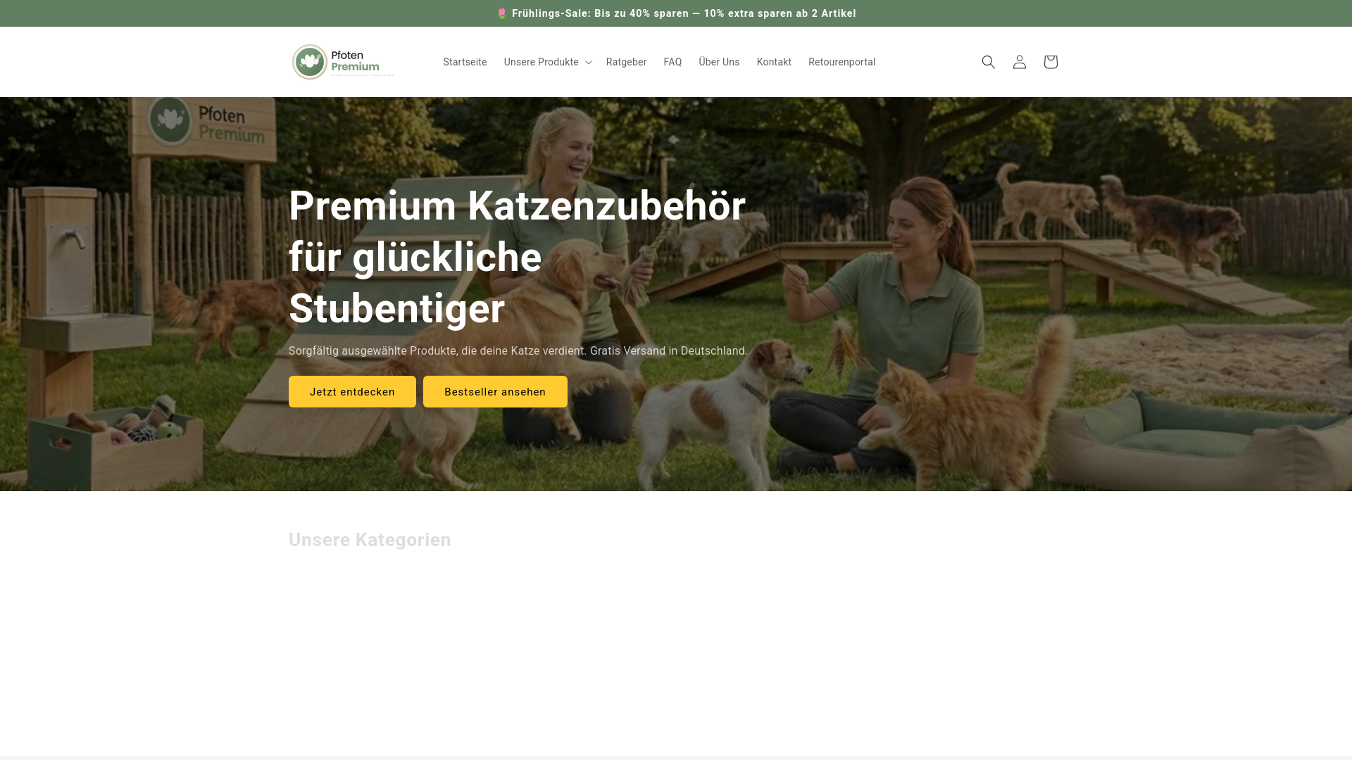 website screenshot of https://pfotenpremium.de