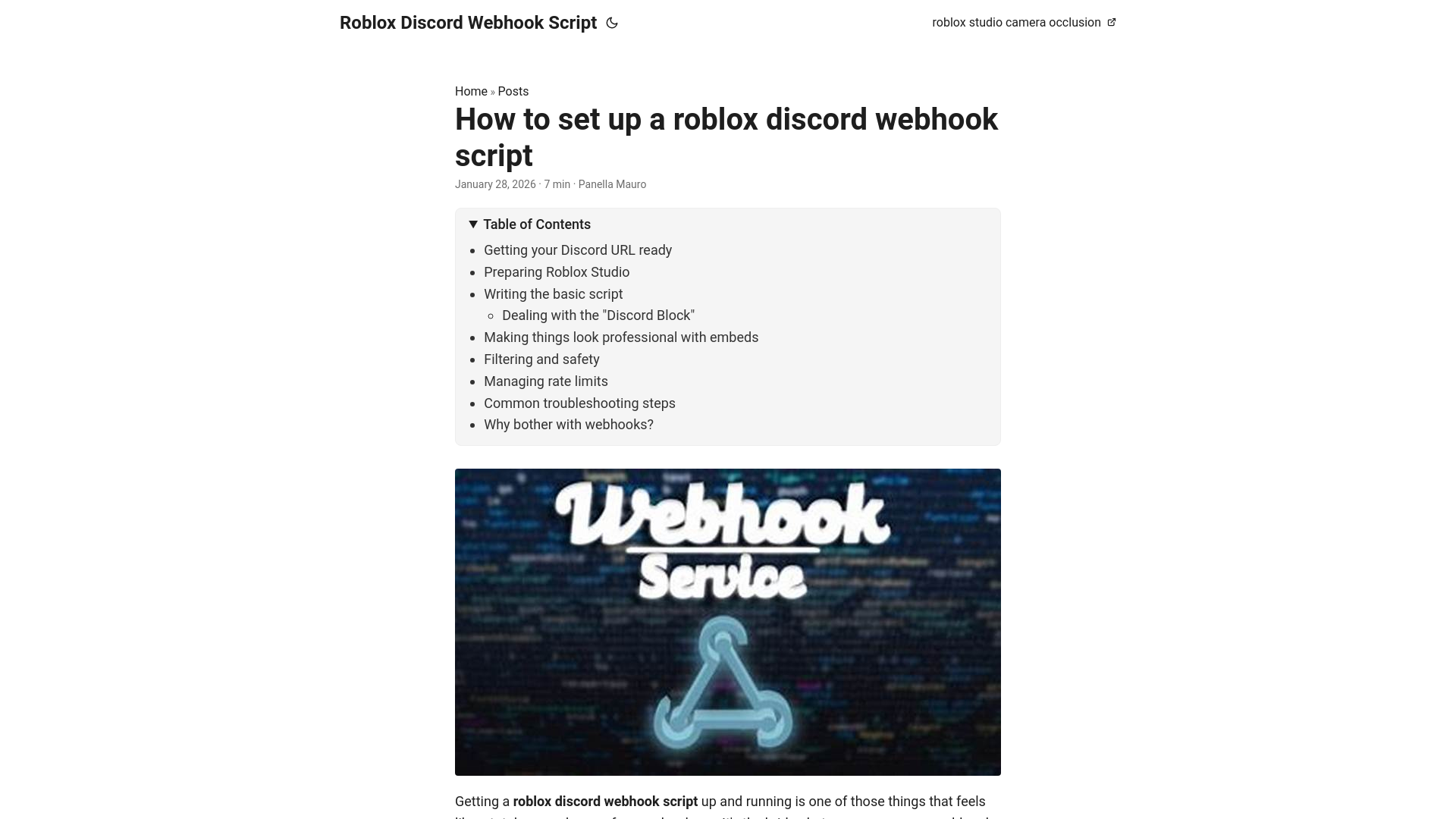 website screenshot of https://roblox-discord-webhook-script.pages.dev/