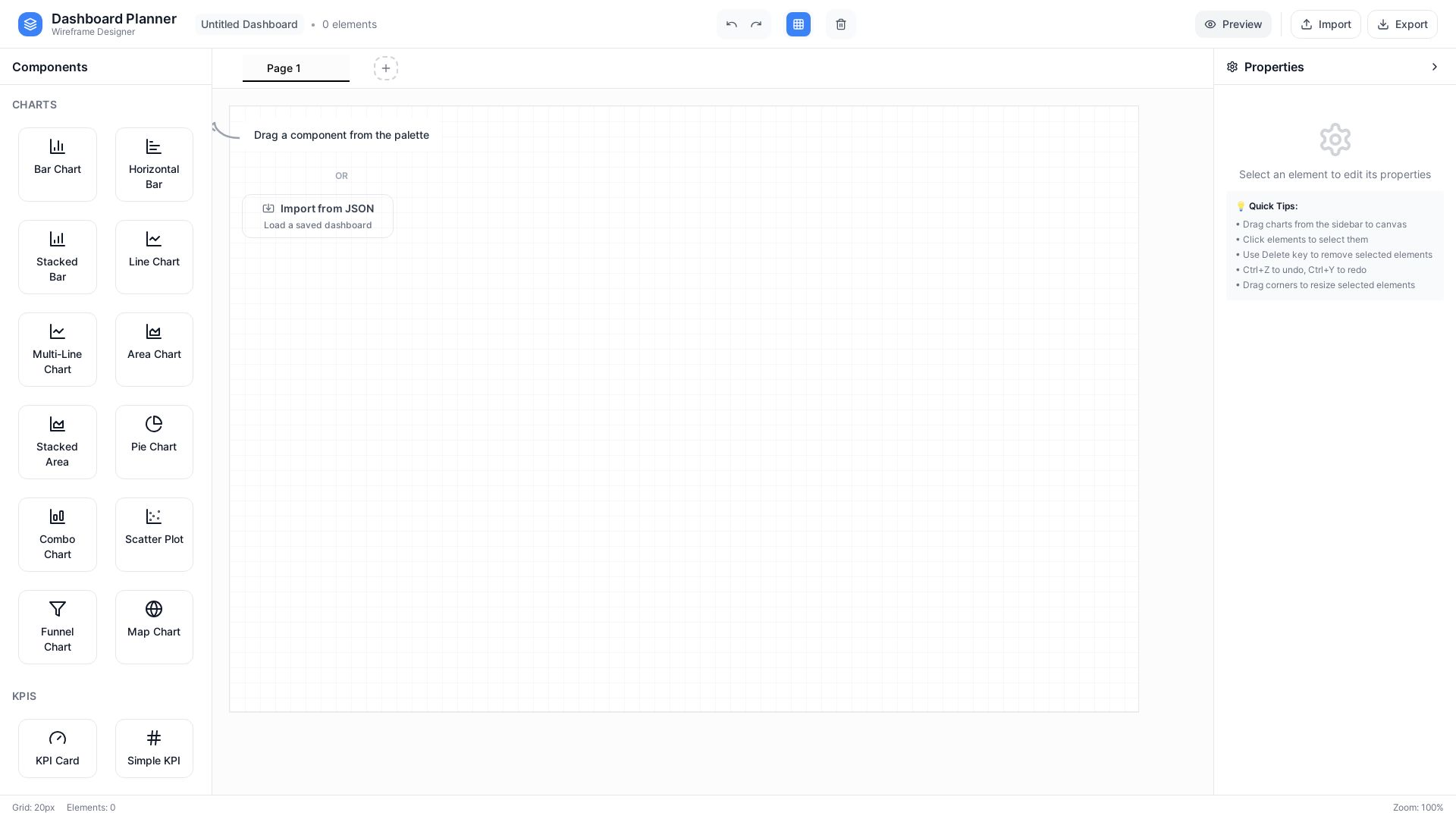 website screenshot of https://dashboardwirefra.me/
