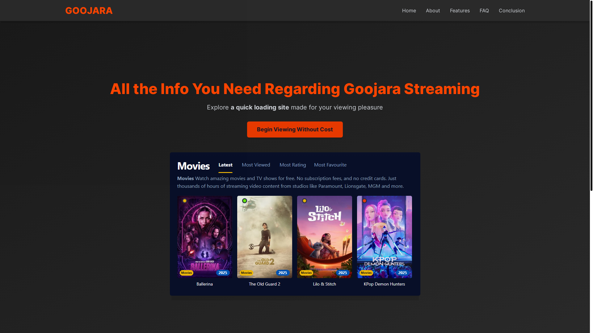 website screenshot of https://goojara-95bf.pages.dev/