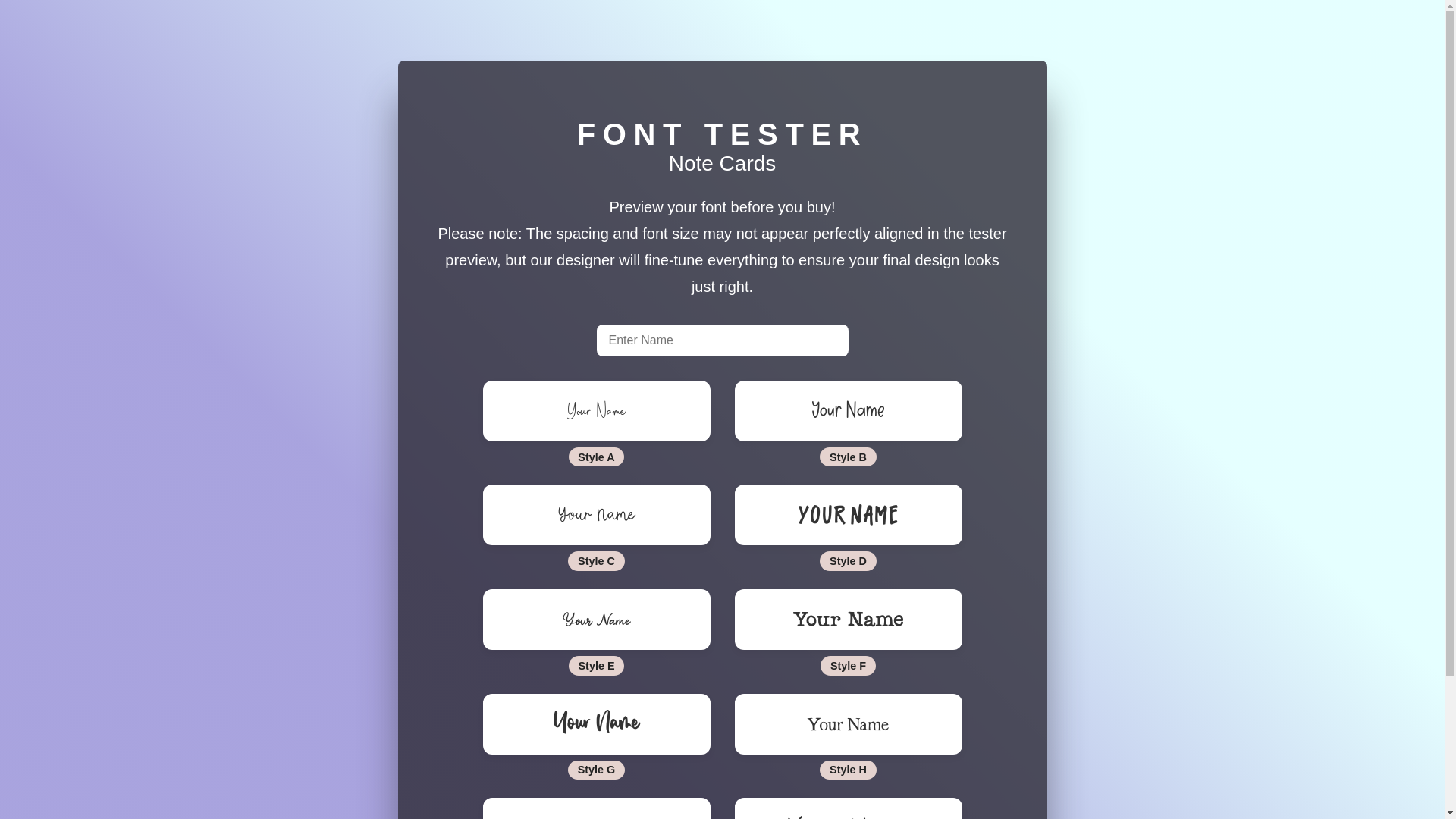 website screenshot of https://notecard-font-preview.pages.dev/