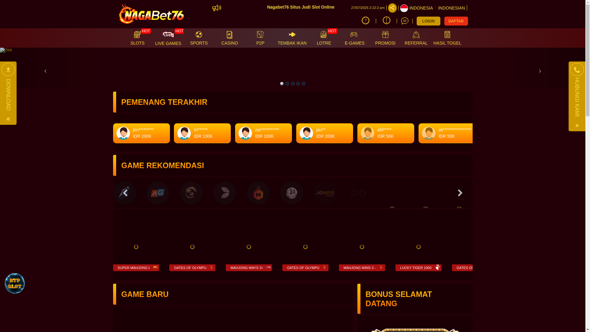 website screenshot of https://nagabet76b.icu/