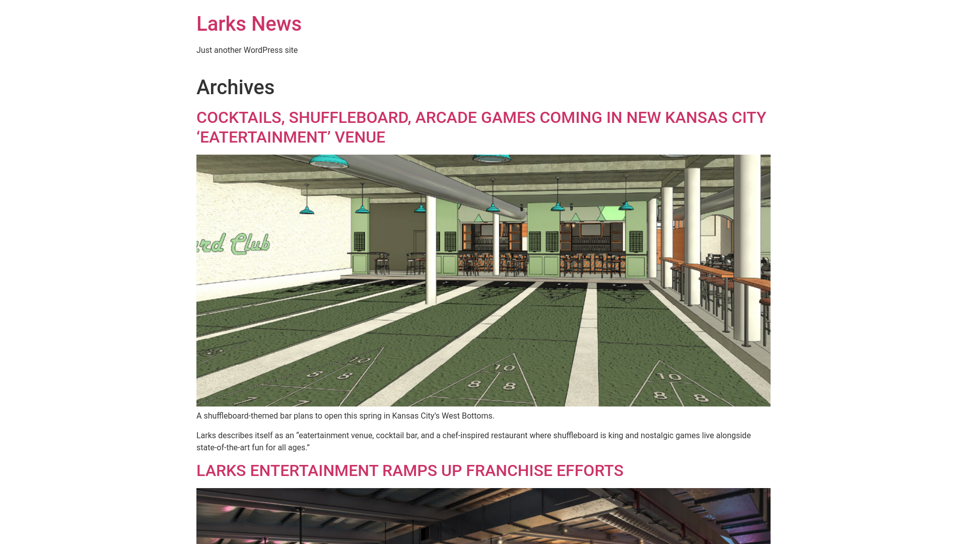 website screenshot of https://news.larksentertainment.com