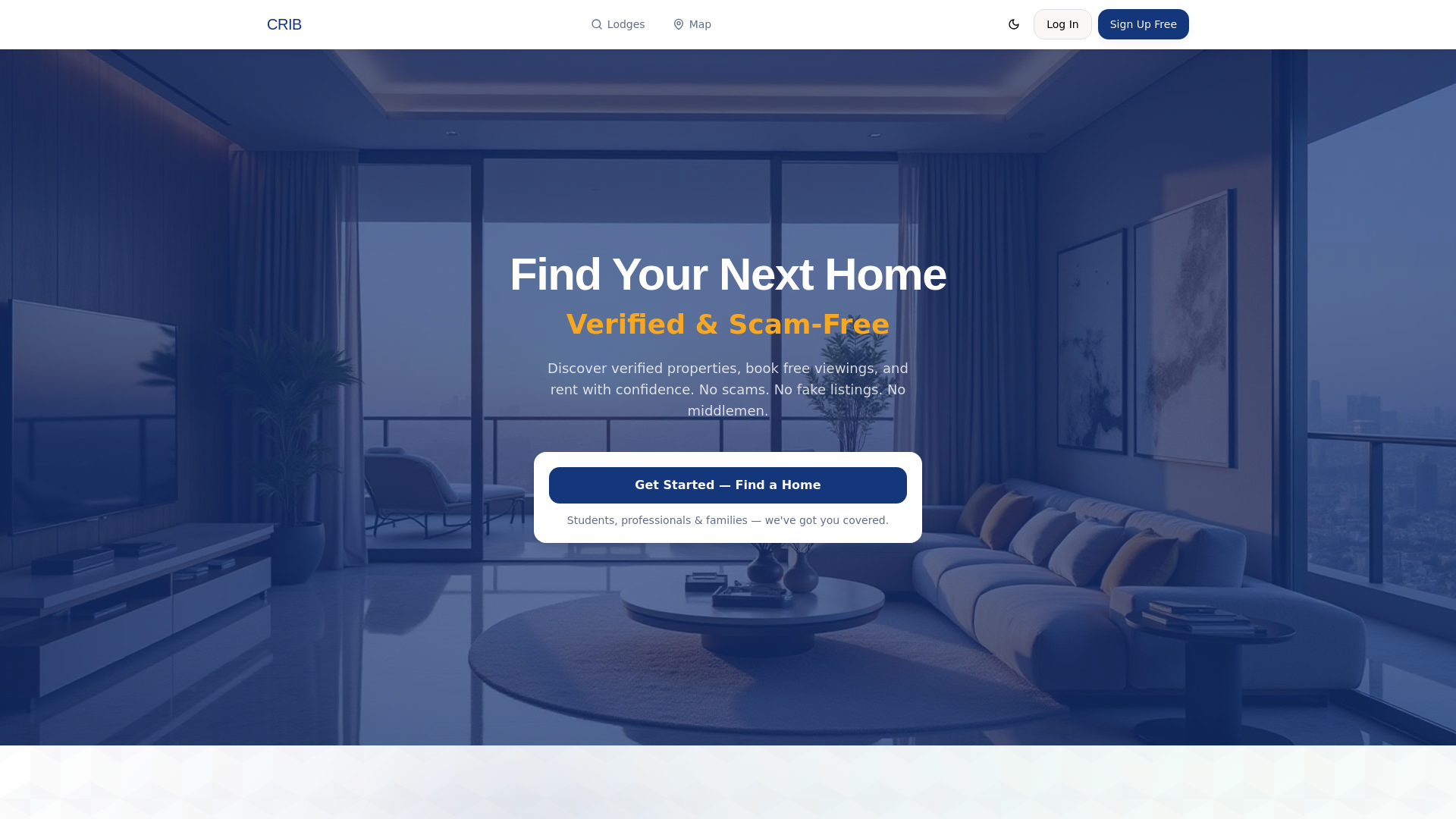 website screenshot of https://getyourcrib.app
