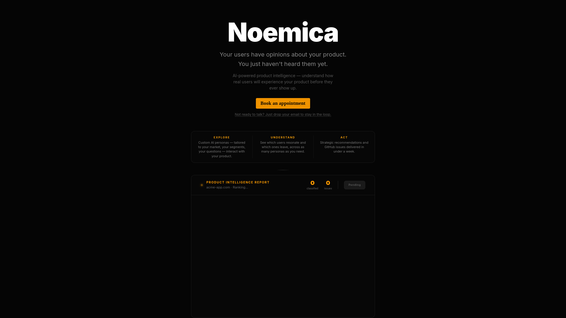 website screenshot of https://noemica.io/