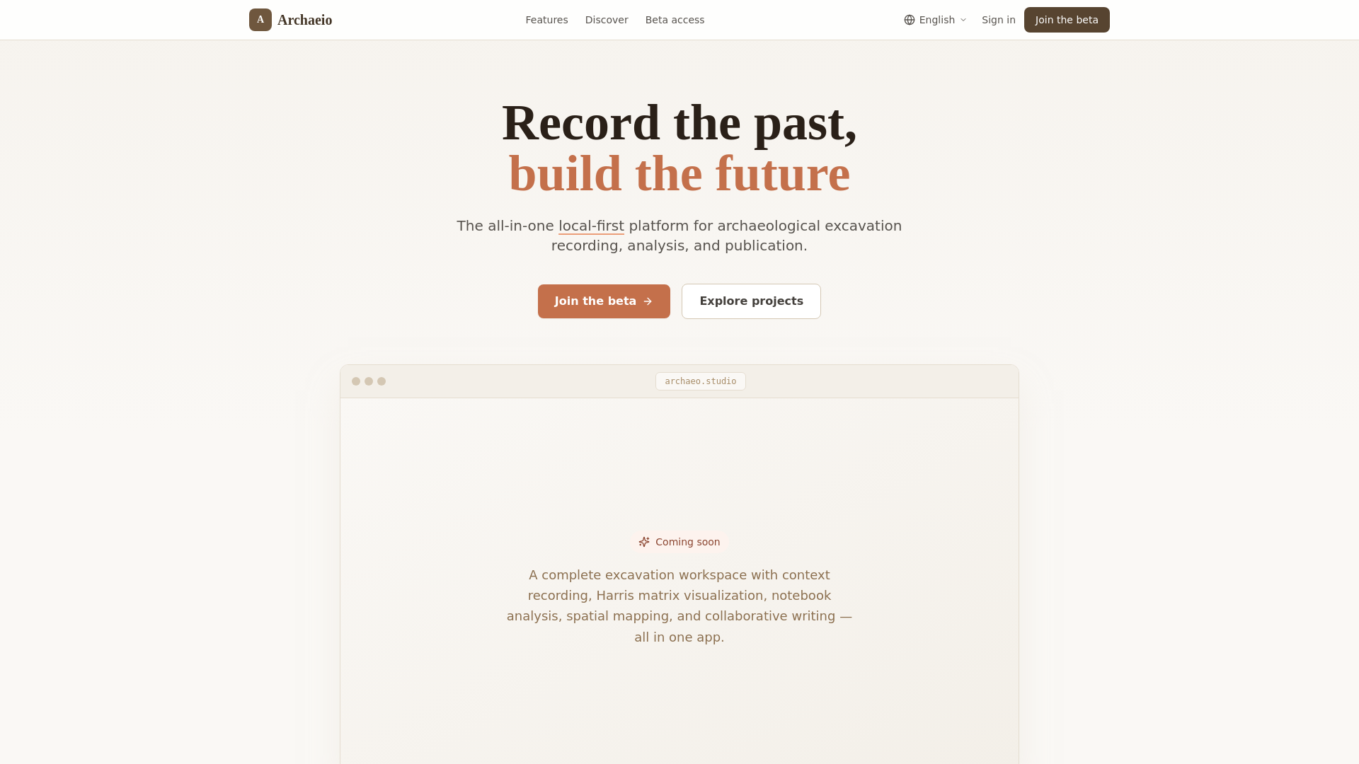 website screenshot of https://archaeo-studio-web.pages.dev/