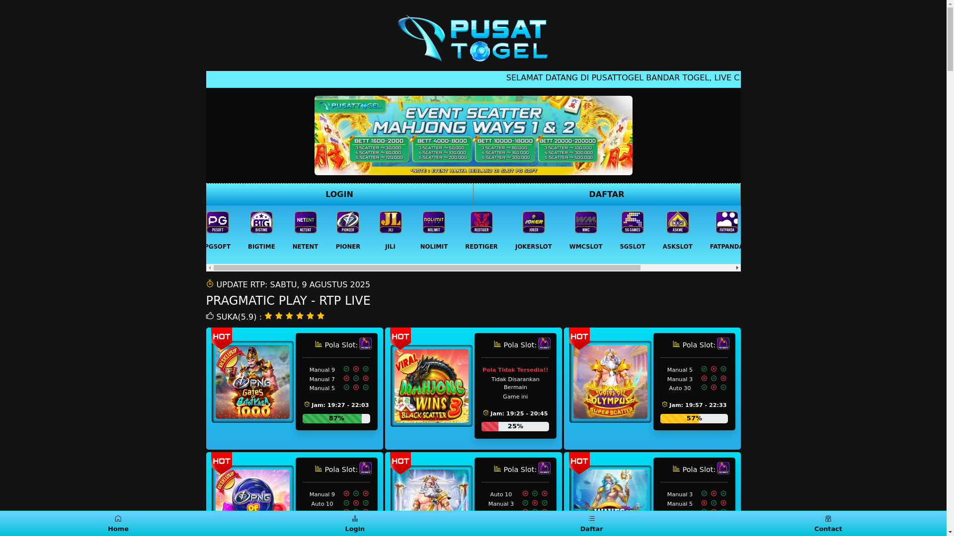 website screenshot of https://pusattogel-rtp-jackpot-terbaru.pages.dev/