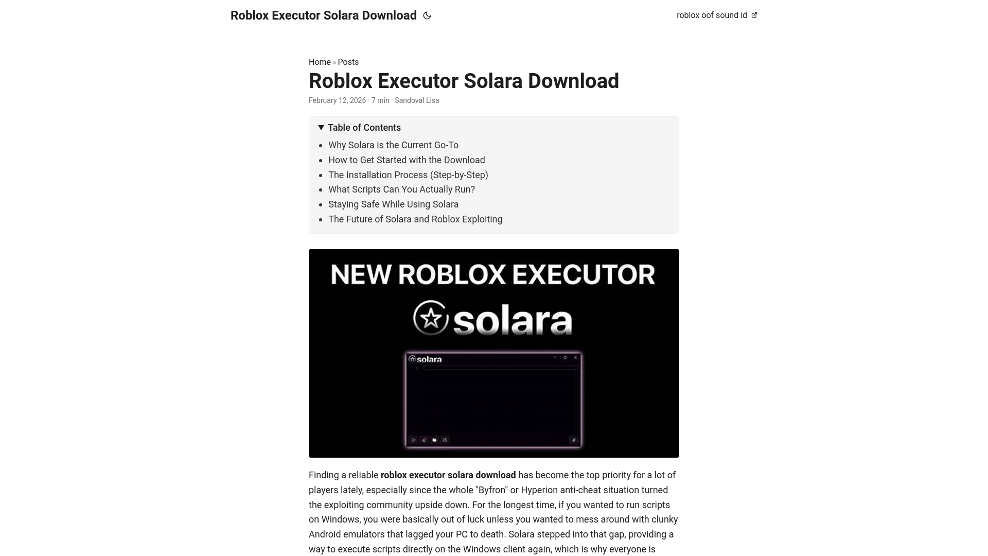 website screenshot of https://robloxexecutorsolaradownload.pages.dev/