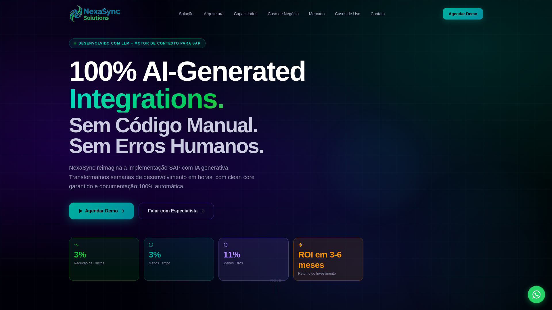 website screenshot of https://nexasyncsap.com/
