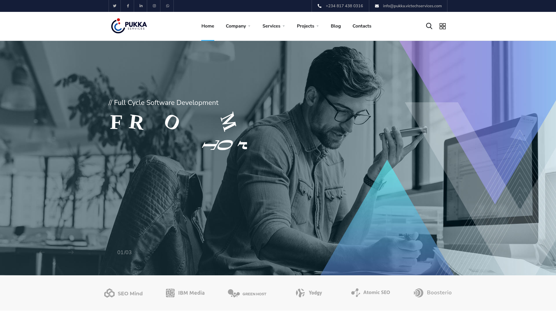 website screenshot of https://pukkaservices.com/