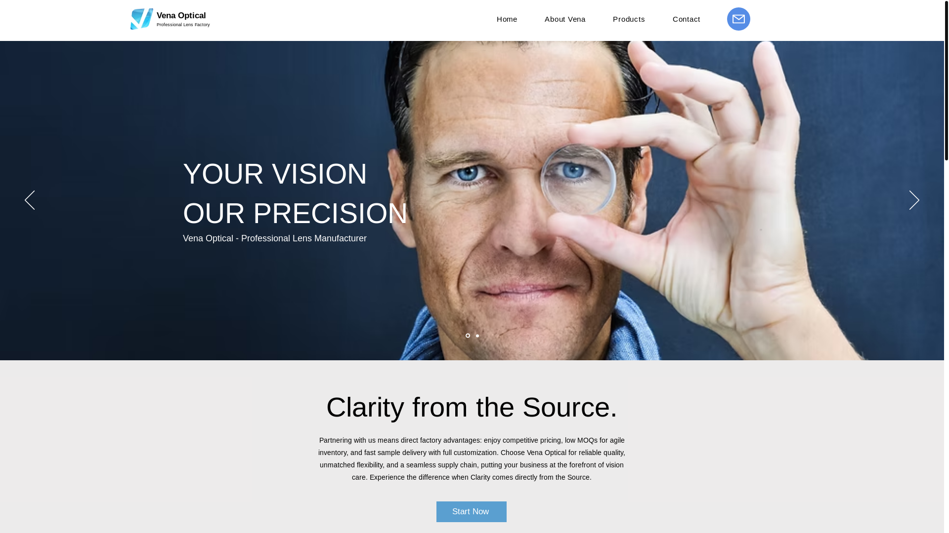 website screenshot of https://venaoptical.com/