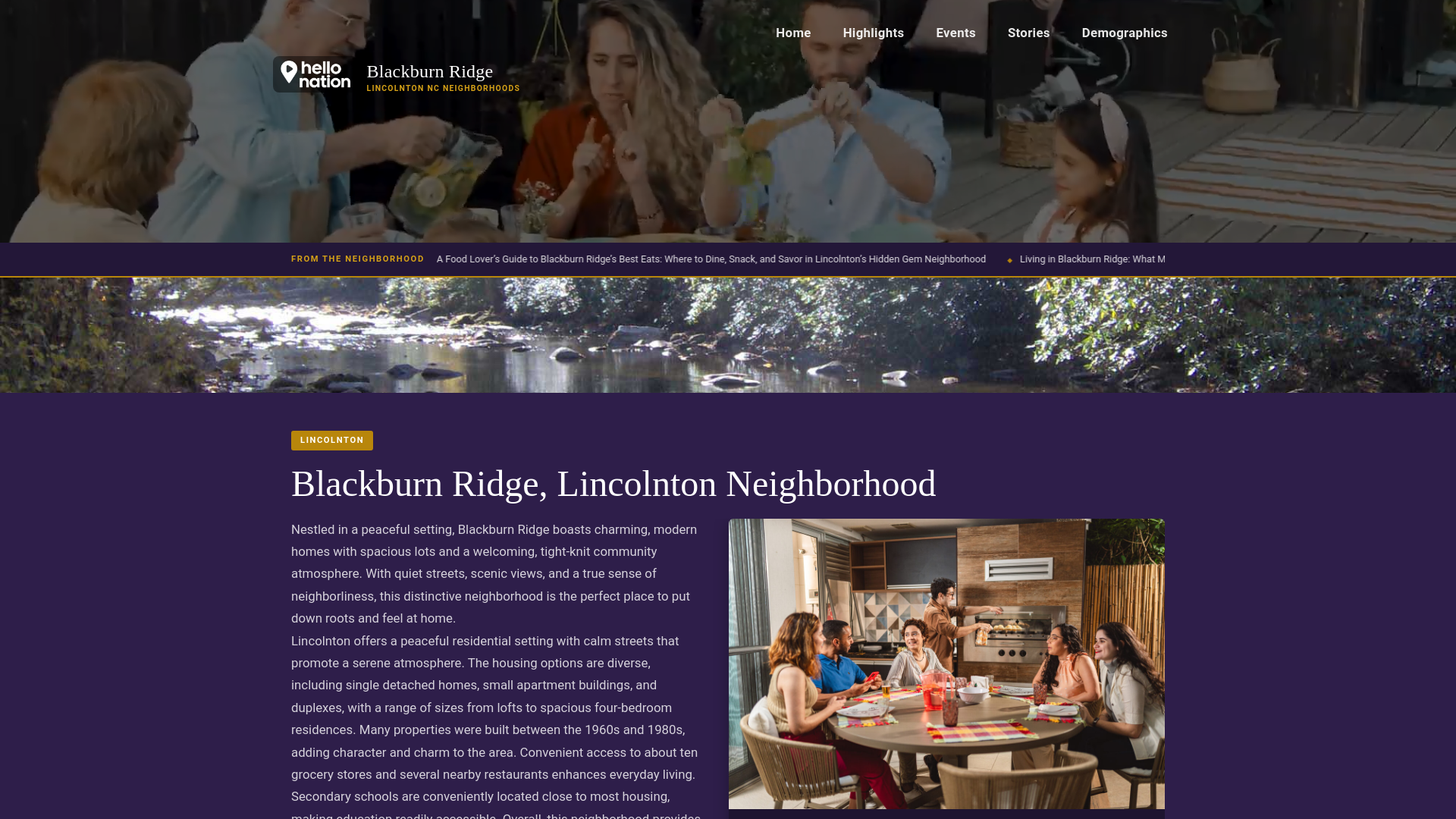 website screenshot of https://blackburnridgelincolntonneighborhood.org/