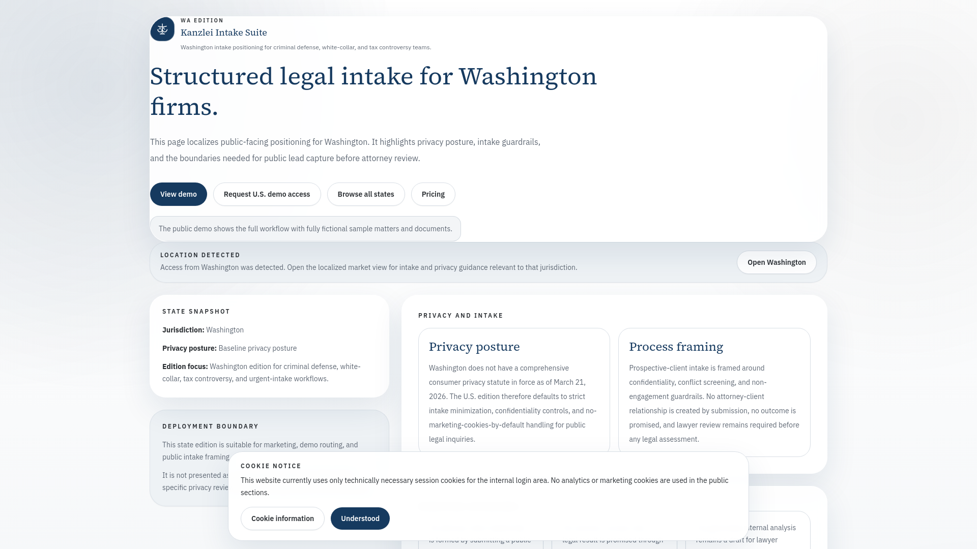 website screenshot of https://kanzlei-intake-suite.online/