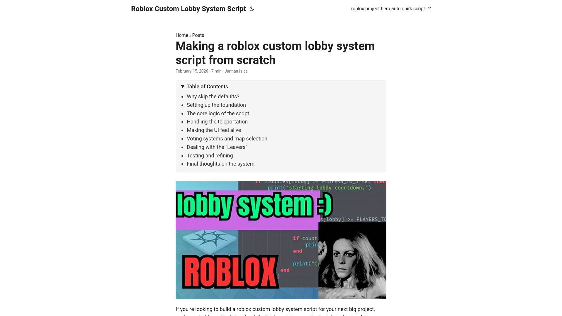 website screenshot of https://roblox-custom-lobby-system-script.pages.dev/