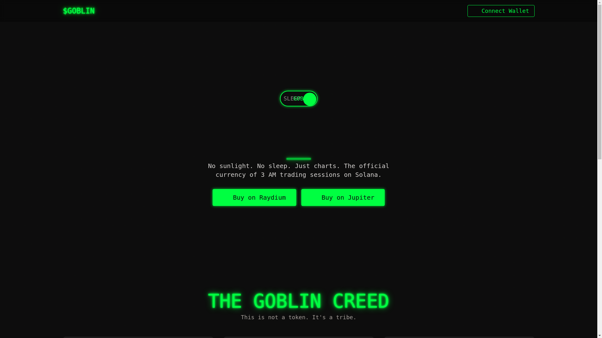 website screenshot of https://goblinmodetoken.online/
