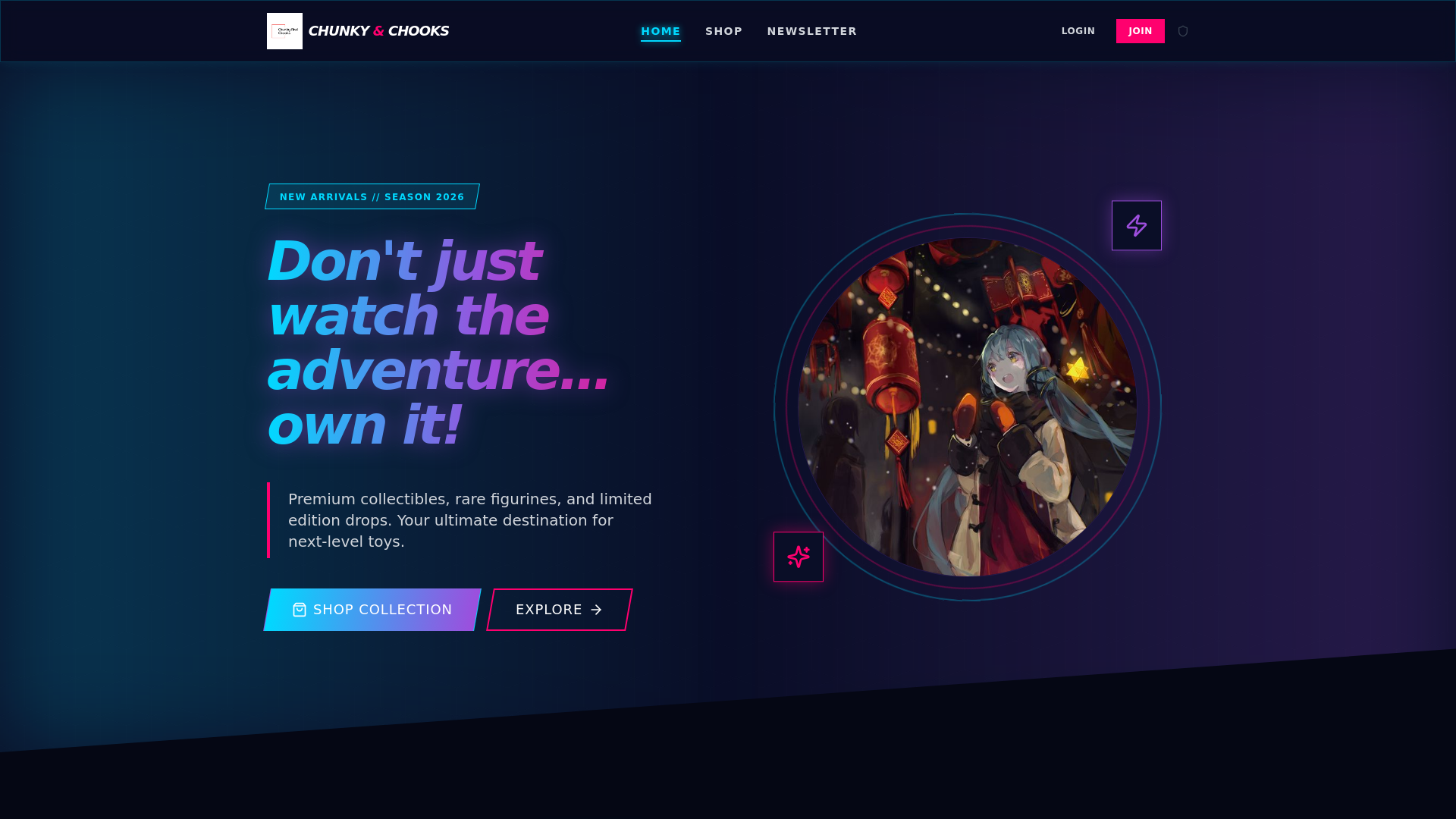 website screenshot of https://chunkyandchooks.store/