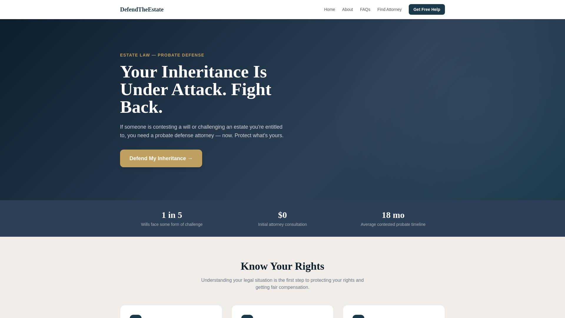 website screenshot of https://defendtheestate.com/